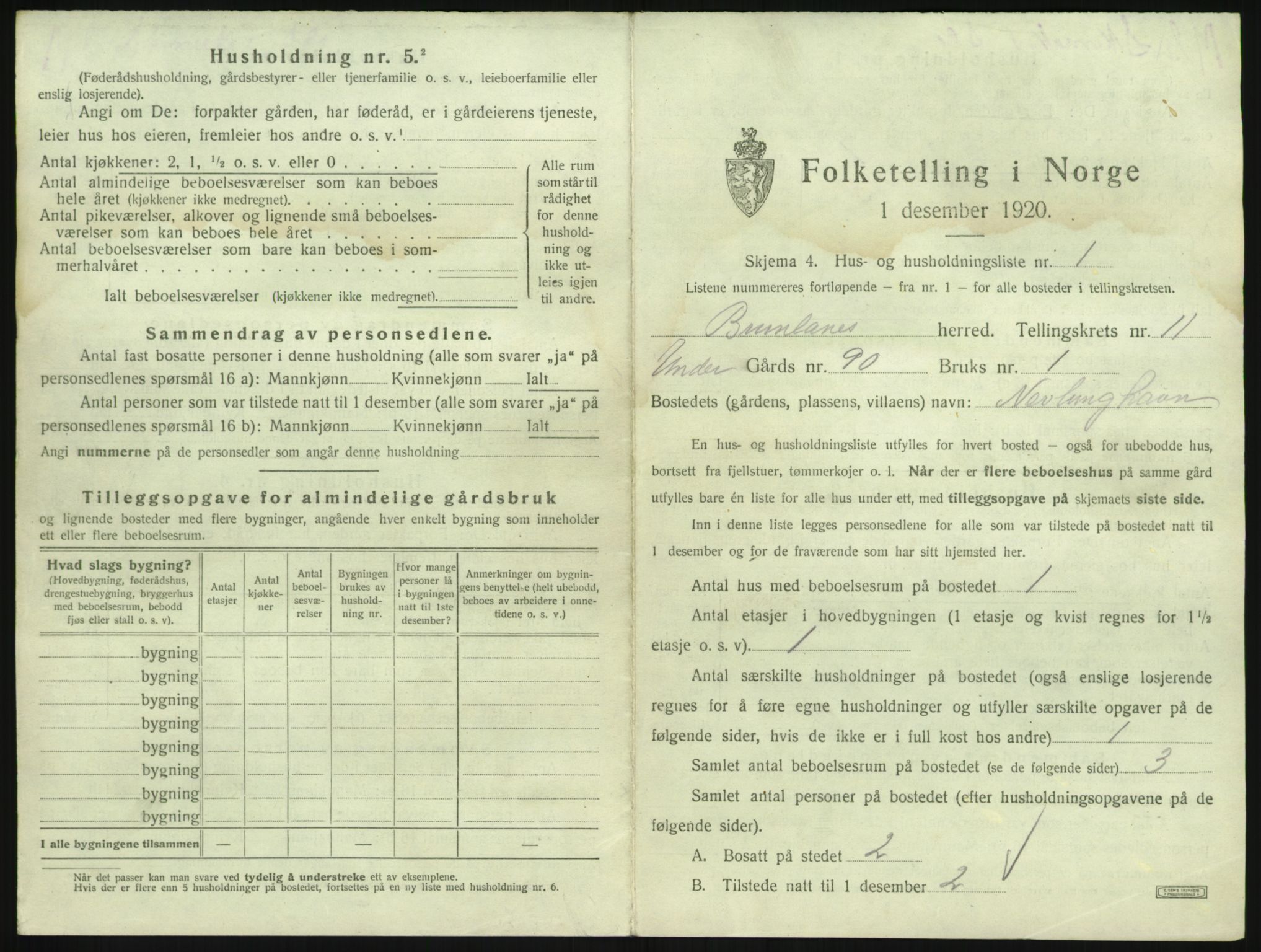 SAKO, 1920 census for Brunlanes, 1920, p. 1481