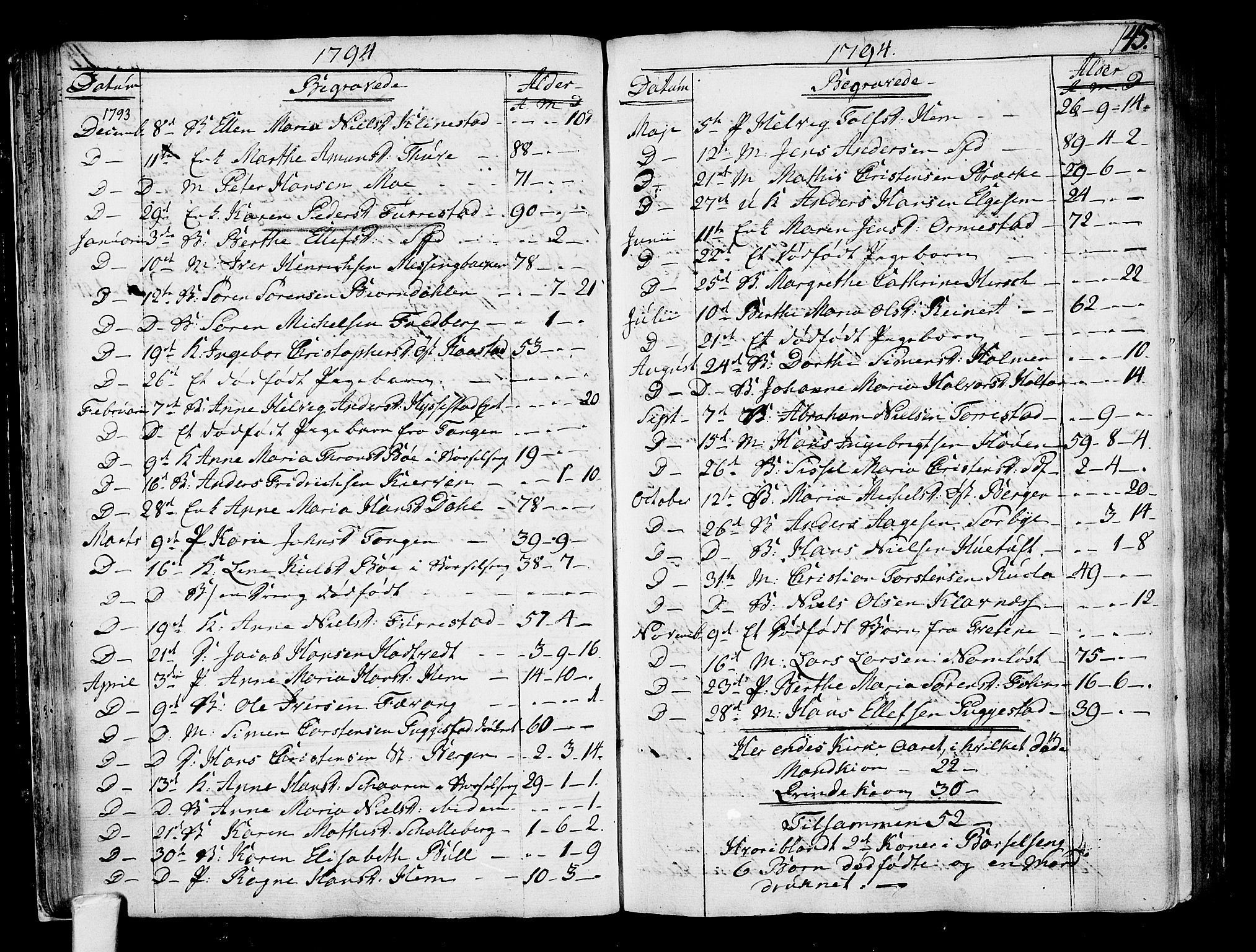Sandar kirkebøker, SAKO/A-243/F/Fa/L0003: Parish register (official) no. 3, 1789-1814, p. 45