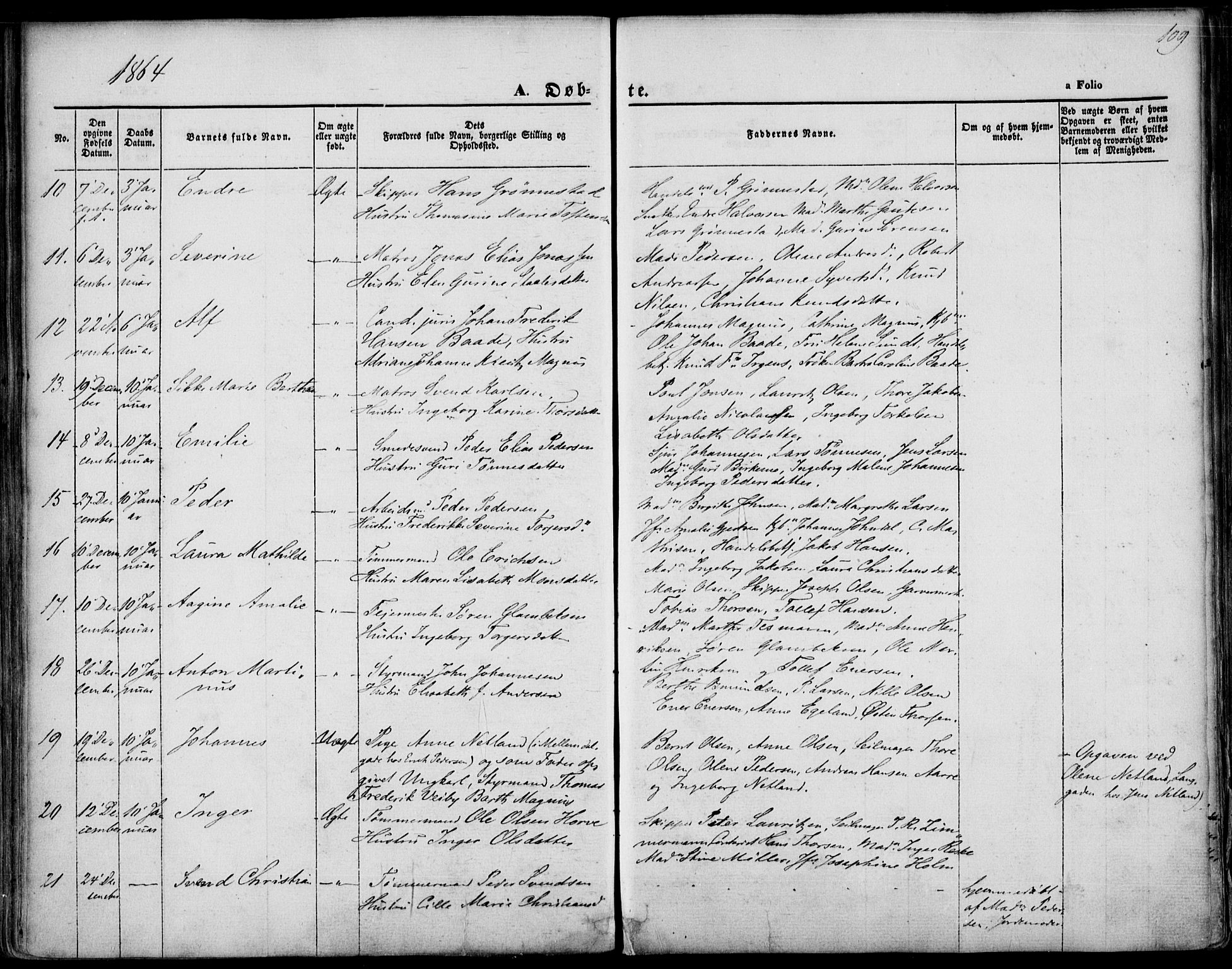 St. Petri sokneprestkontor, AV/SAST-A-101813/001/30/30BA/L0001: Parish register (official) no. A 1, 1861-1868, p. 109