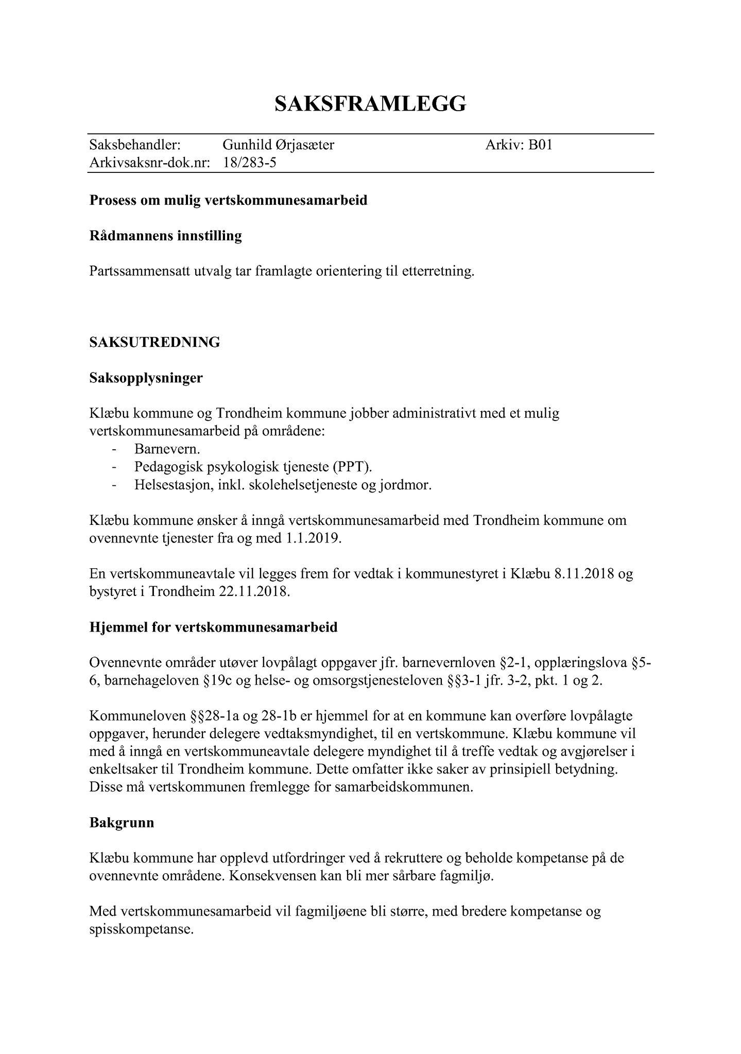 Klæbu Kommune, TRKO/KK/11-PSU/L003: Partssammensatt utvalg - Møtedokumenter, 2018, p. 27