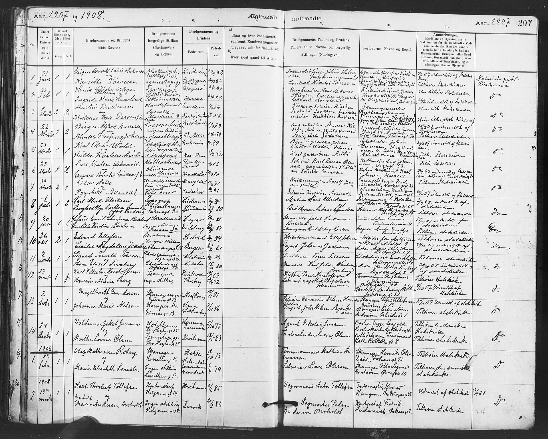 Paulus prestekontor Kirkebøker, SAO/A-10871/F/Fa/L0012: Parish register (official) no. 12, 1897-1908, p. 207