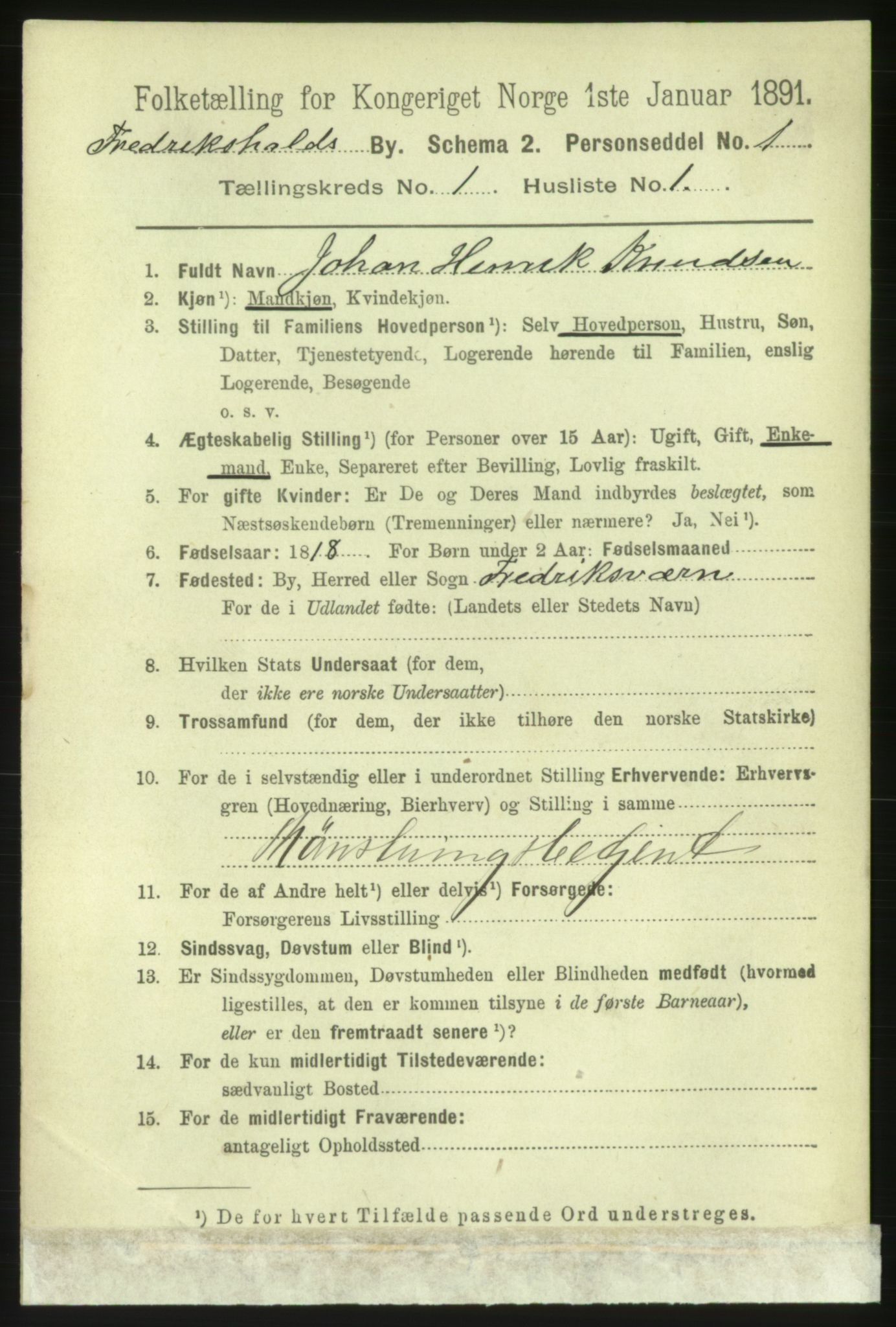 RA, 1891 census for 0101 Fredrikshald, 1891, p. 1959