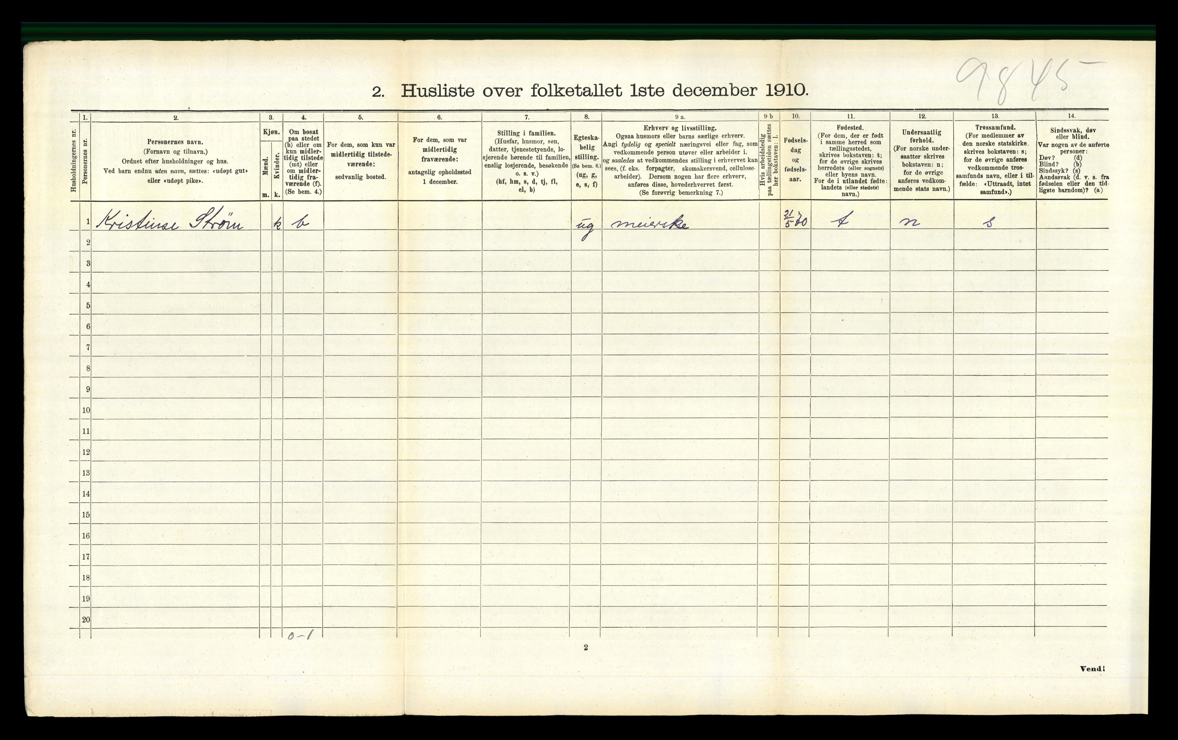 RA, 1910 census for Vefsn, 1910, p. 1313