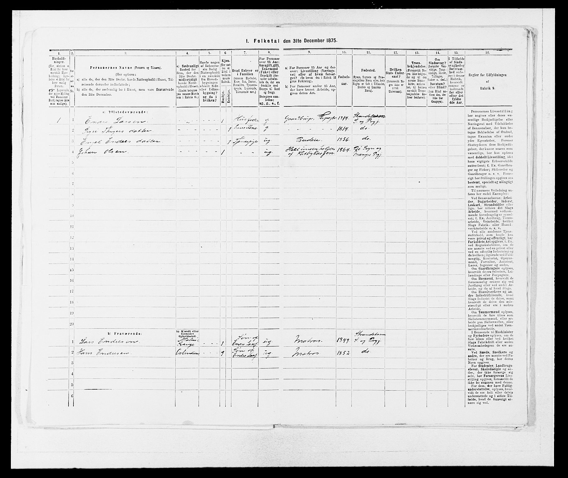 SAB, 1875 census for 1261P Manger, 1875, p. 1015