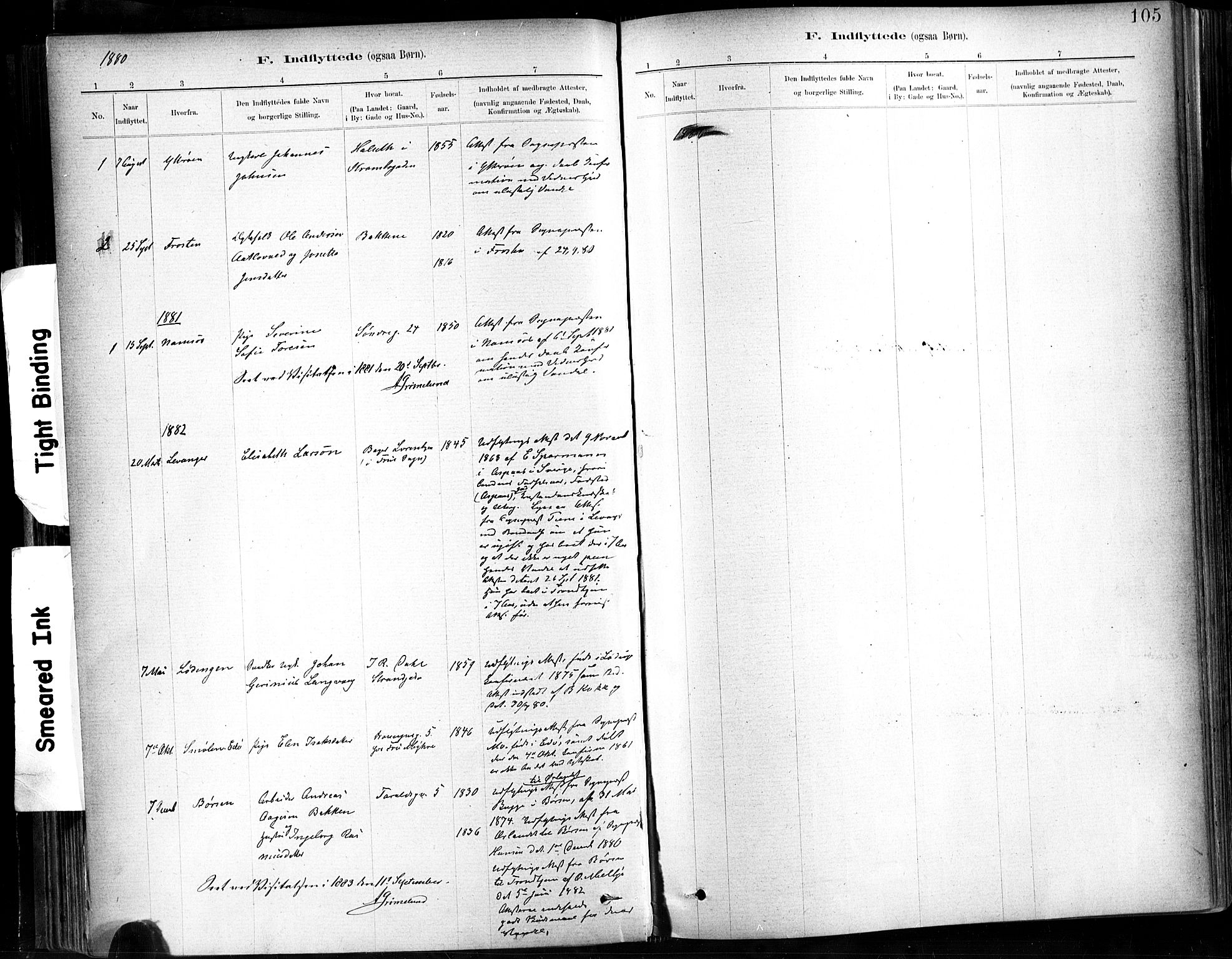 Ministerialprotokoller, klokkerbøker og fødselsregistre - Sør-Trøndelag, SAT/A-1456/602/L0120: Parish register (official) no. 602A18, 1880-1913, p. 105