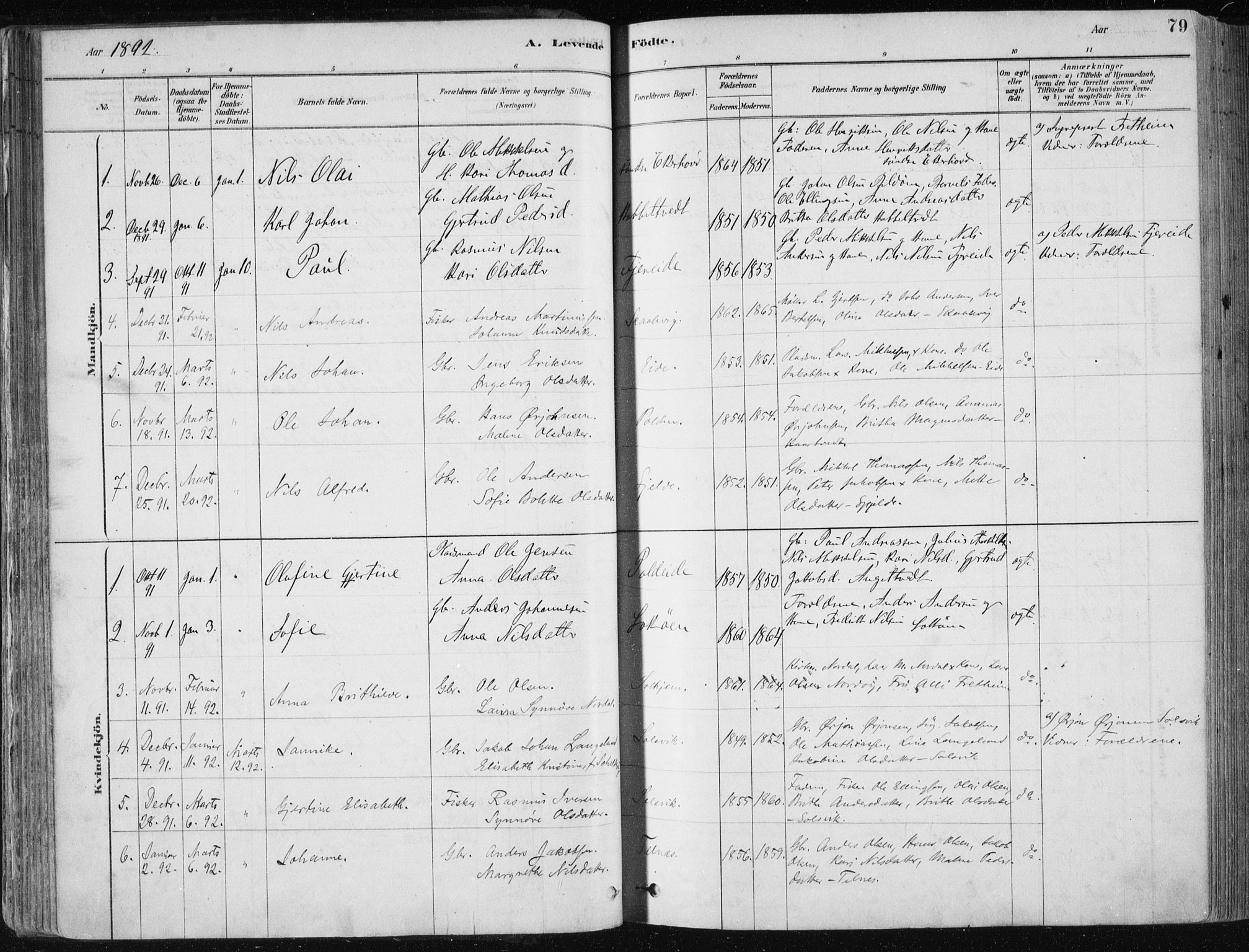 Fjell sokneprestembete, SAB/A-75301/H/Haa: Parish register (official) no. A  8, 1878-1898, p. 79