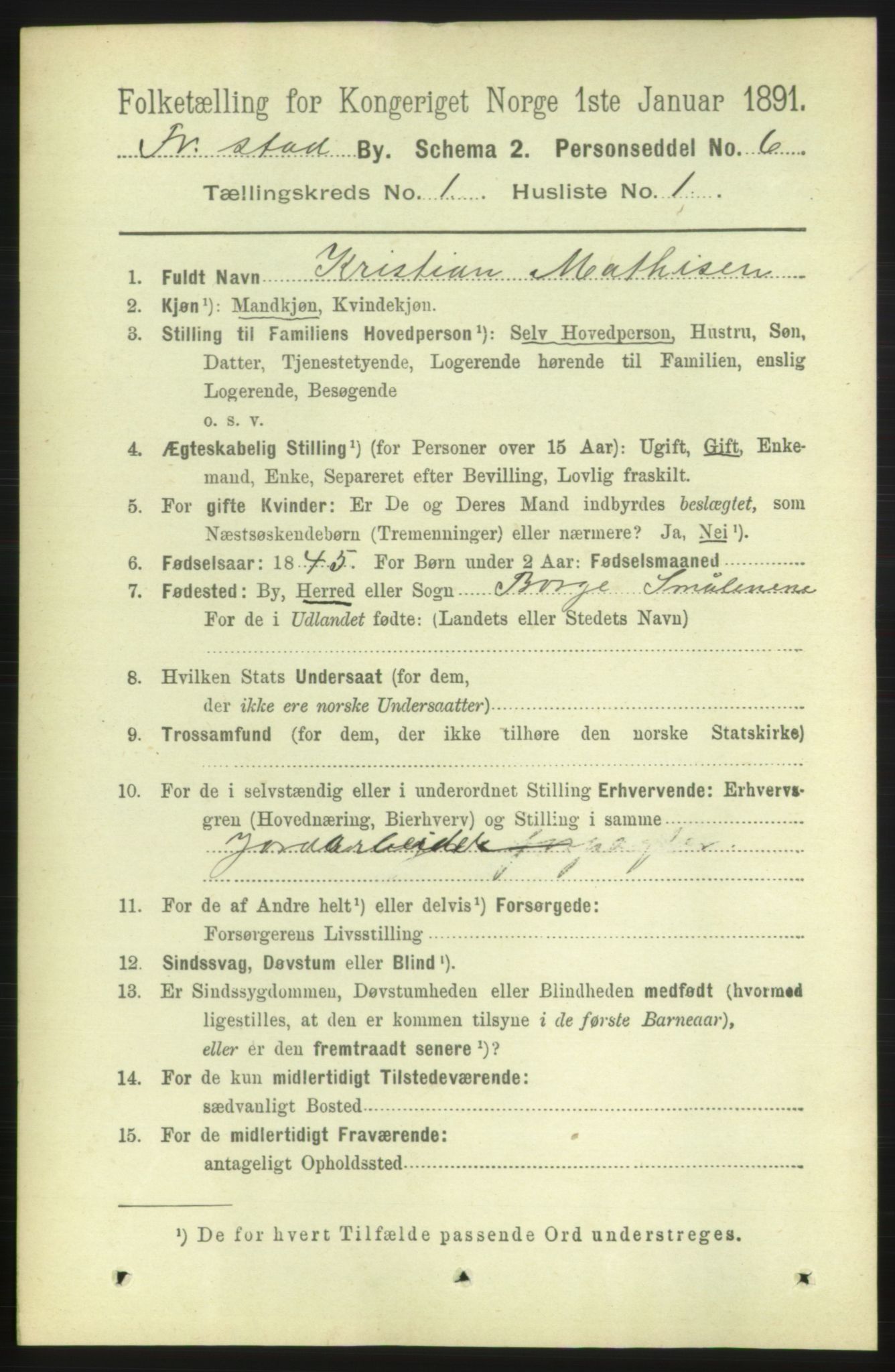 RA, 1891 census for 0103 Fredrikstad, 1891, p. 2622