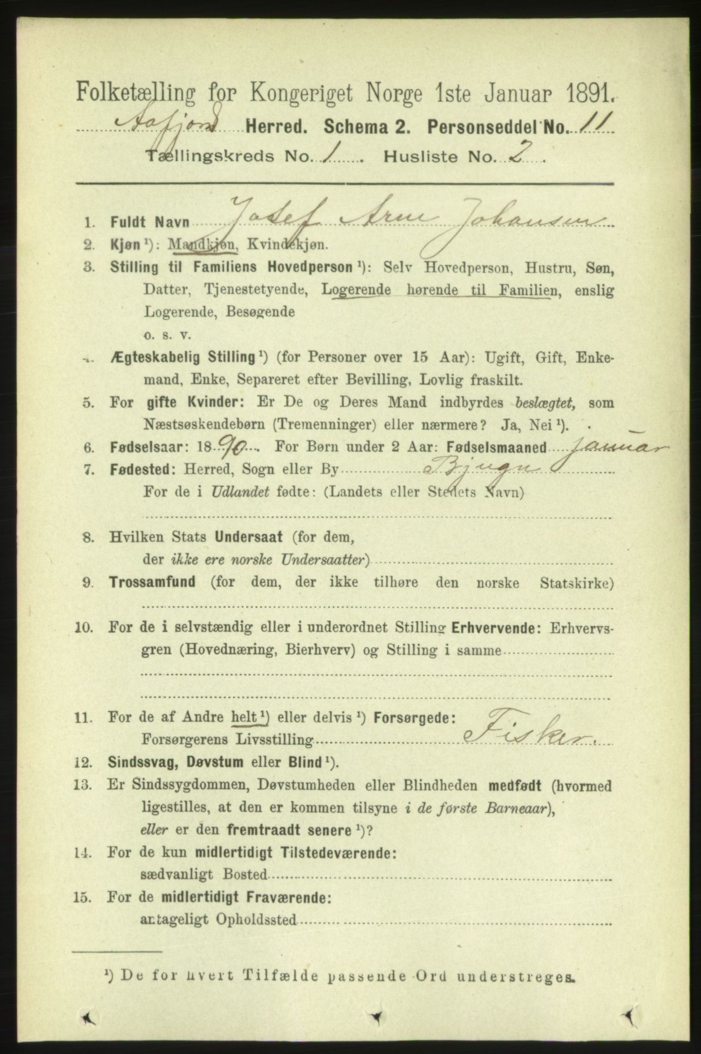 RA, 1891 census for 1630 Åfjord, 1891, p. 86