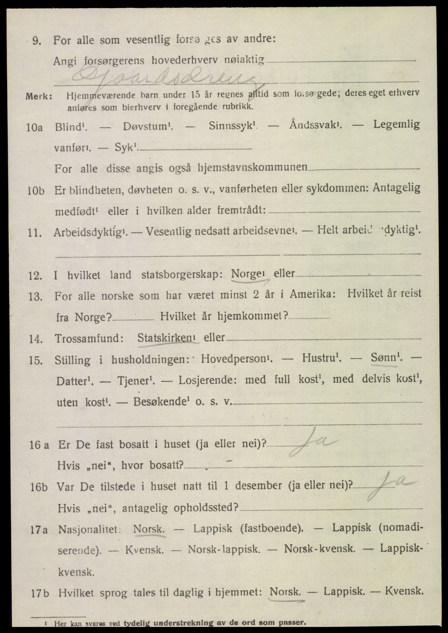 SAT, 1920 census for Kolvereid, 1920, p. 1866