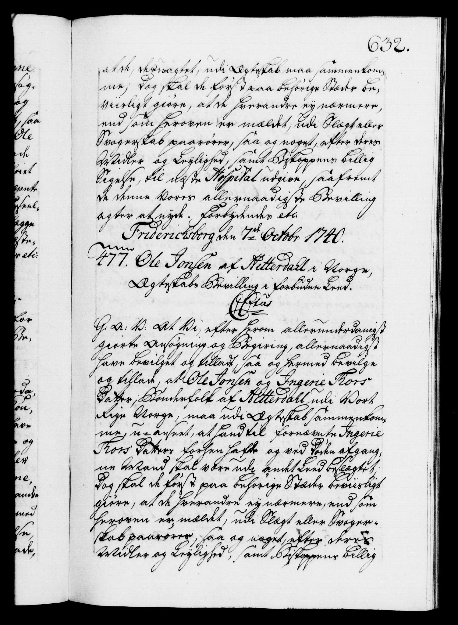 Danske Kanselli 1572-1799, AV/RA-EA-3023/F/Fc/Fca/Fcaa/L0031: Norske registre, 1739-1740, p. 632a