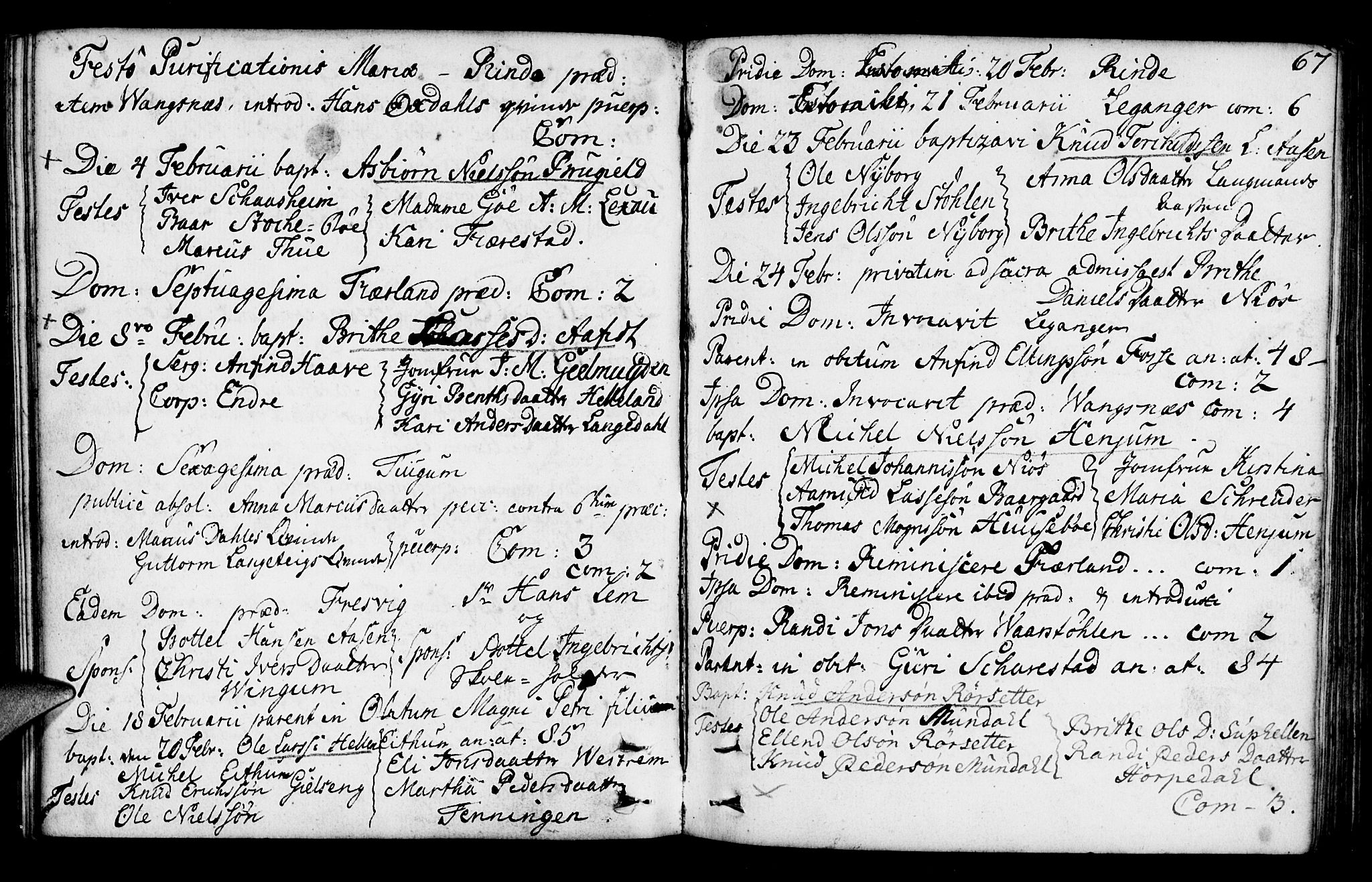 Leikanger sokneprestembete, SAB/A-81001: Parish register (official) no. A 3, 1756-1770, p. 67
