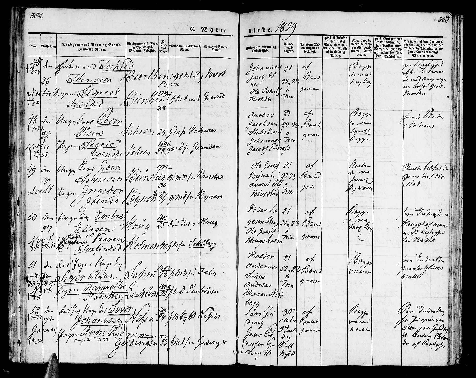 Ministerialprotokoller, klokkerbøker og fødselsregistre - Nord-Trøndelag, SAT/A-1458/723/L0237: Parish register (official) no. 723A06, 1822-1830, p. 352-353