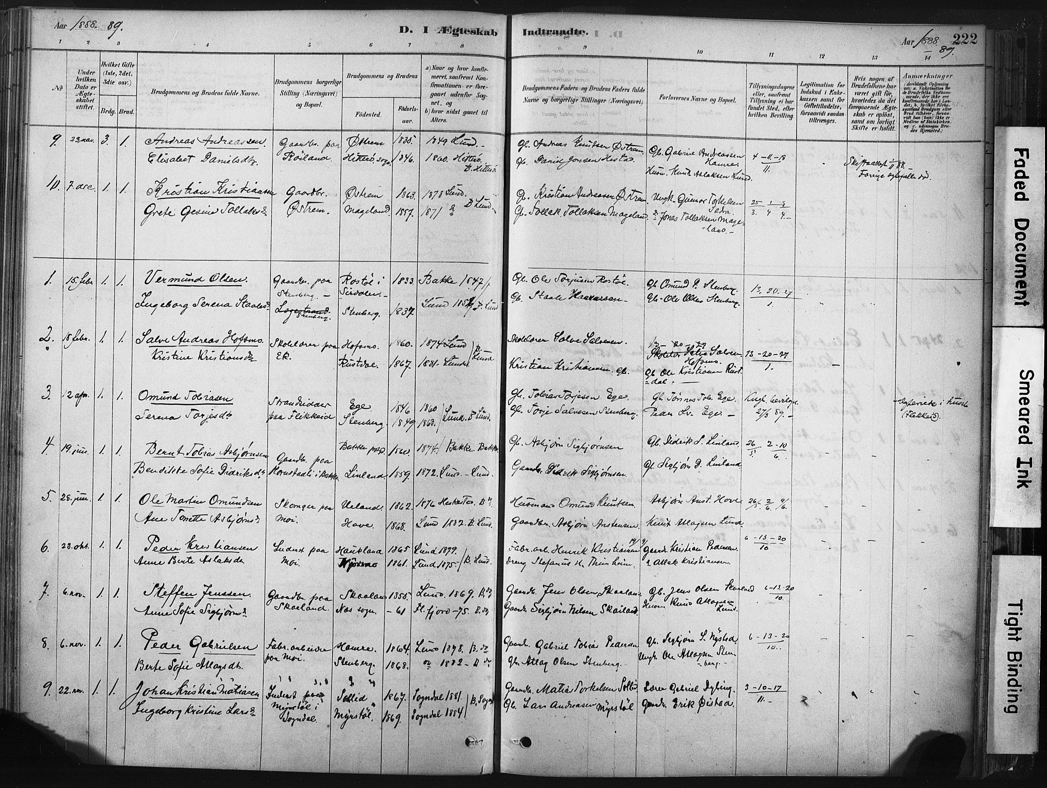 Lund sokneprestkontor, SAST/A-101809/S06/L0011: Parish register (official) no. A 10, 1877-1904, p. 222