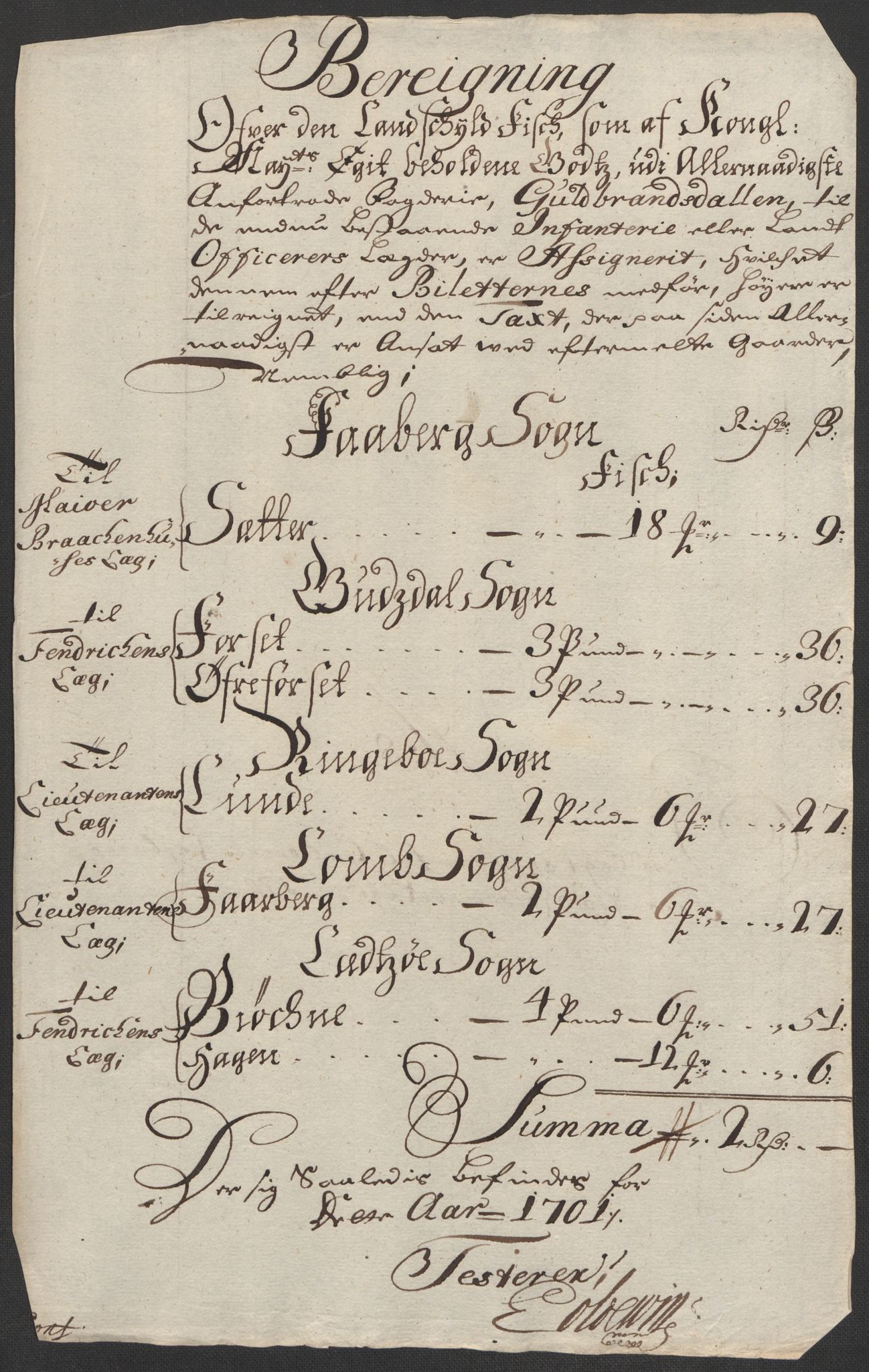 Rentekammeret inntil 1814, Reviderte regnskaper, Fogderegnskap, AV/RA-EA-4092/R17/L1175: Fogderegnskap Gudbrandsdal, 1702, p. 113