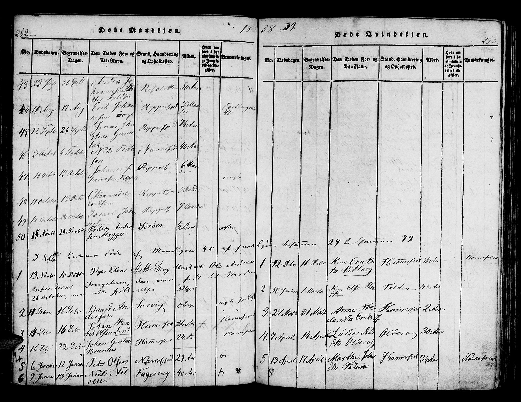 Hammerfest sokneprestkontor, SATØ/S-1347/H/Ha/L0003.kirke: Parish register (official) no. 3, 1821-1842, p. 252-253