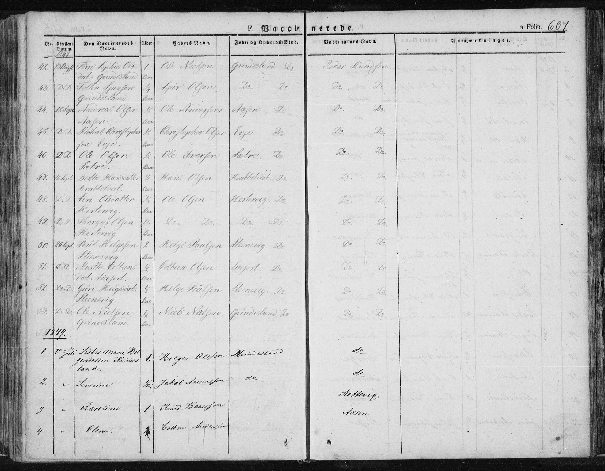 Tysvær sokneprestkontor, AV/SAST-A -101864/H/Ha/Haa/L0001: Parish register (official) no. A 1.2, 1831-1856, p. 607