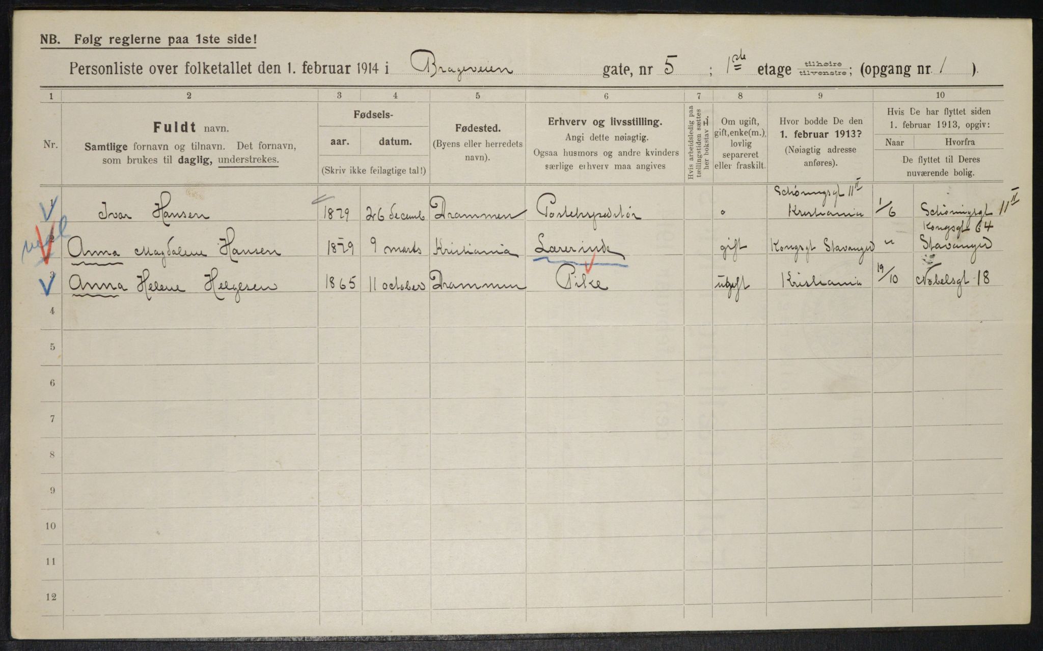 OBA, Municipal Census 1914 for Kristiania, 1914, p. 8110