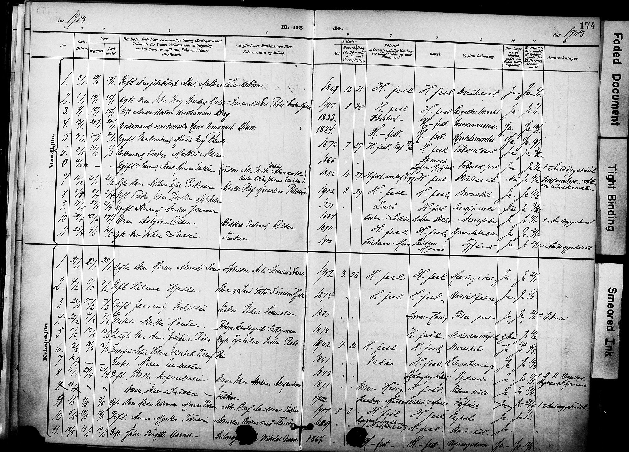 Hammerfest sokneprestkontor, SATØ/S-1347/H/Ha/L0010.kirke: Parish register (official) no. 10, 1898-1905, p. 174