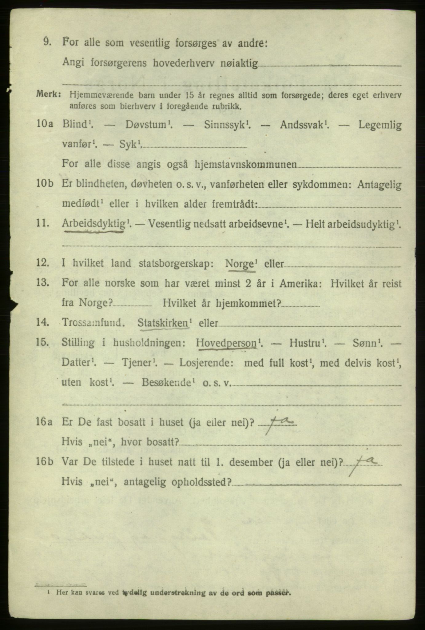 SAB, 1920 census for Ølen, 1920, p. 1558