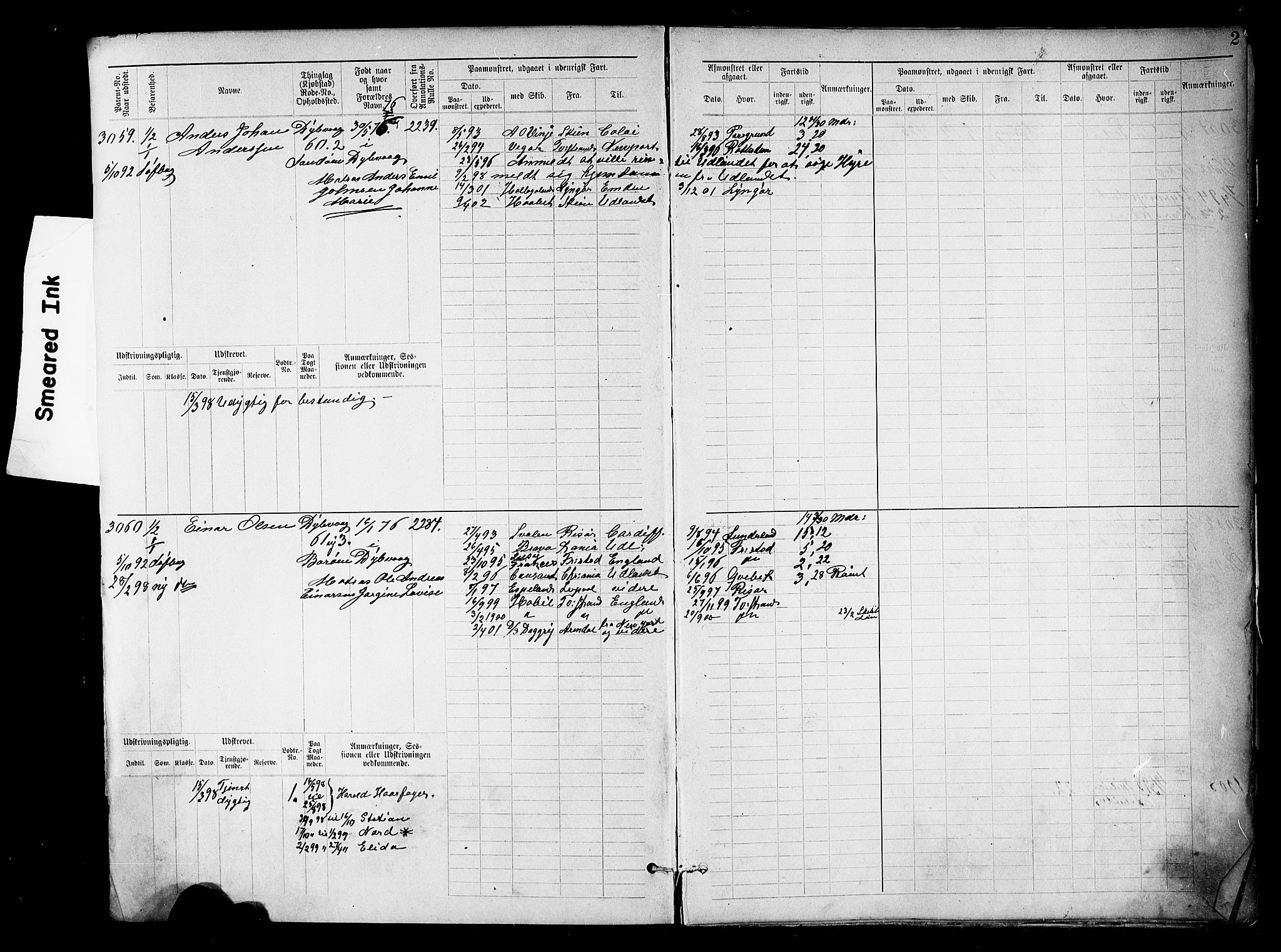 Tvedestrand mønstringskrets, SAK/2031-0011/F/Fb/L0019: Hovedrulle nr 3057-3818, U-35, 1892-1906, p. 4