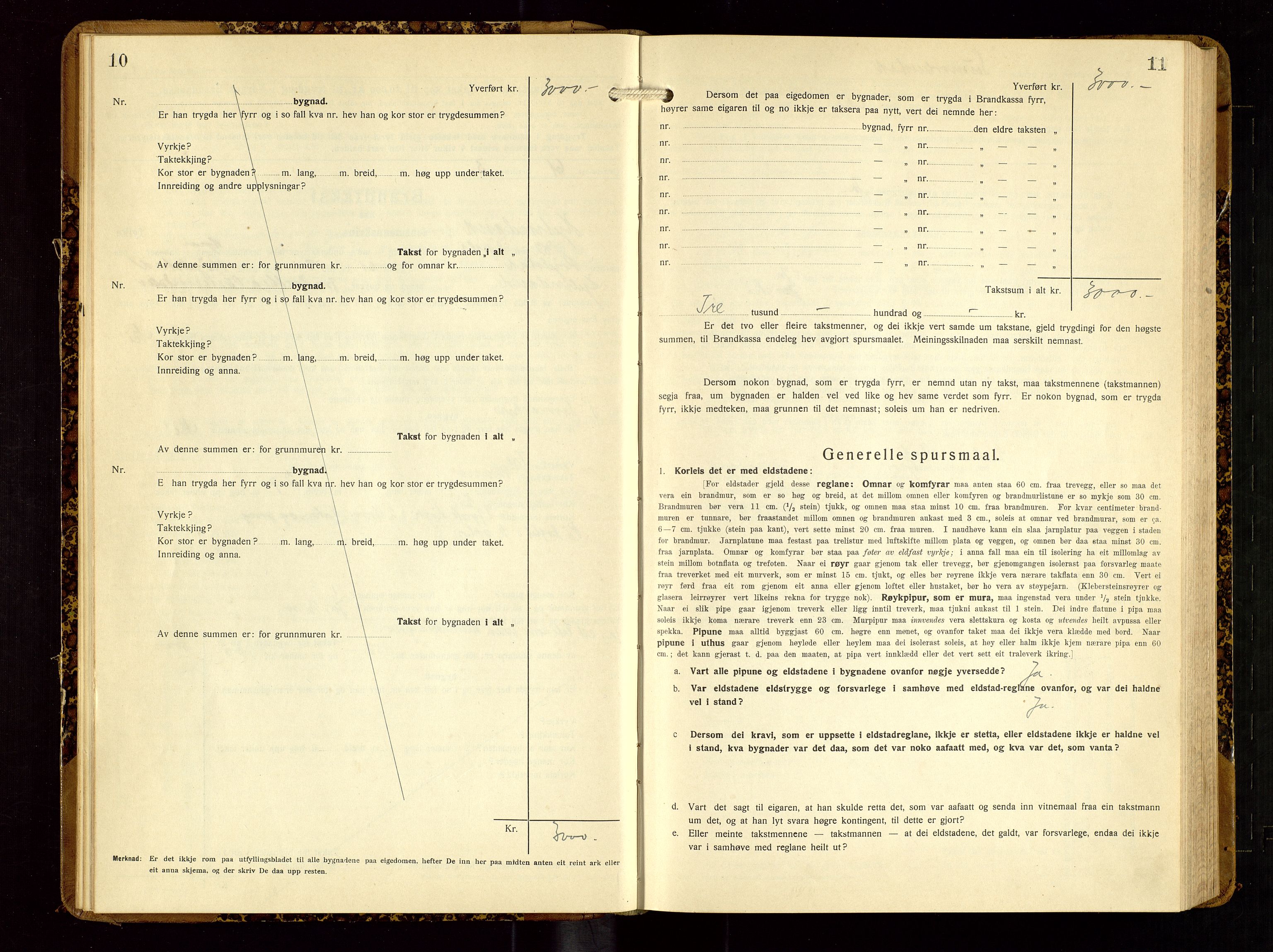 Hjelmeland lensmannskontor, SAST/A-100439/Gob/L0003: "Brandtakstbok", 1932-1950, p. 10-11