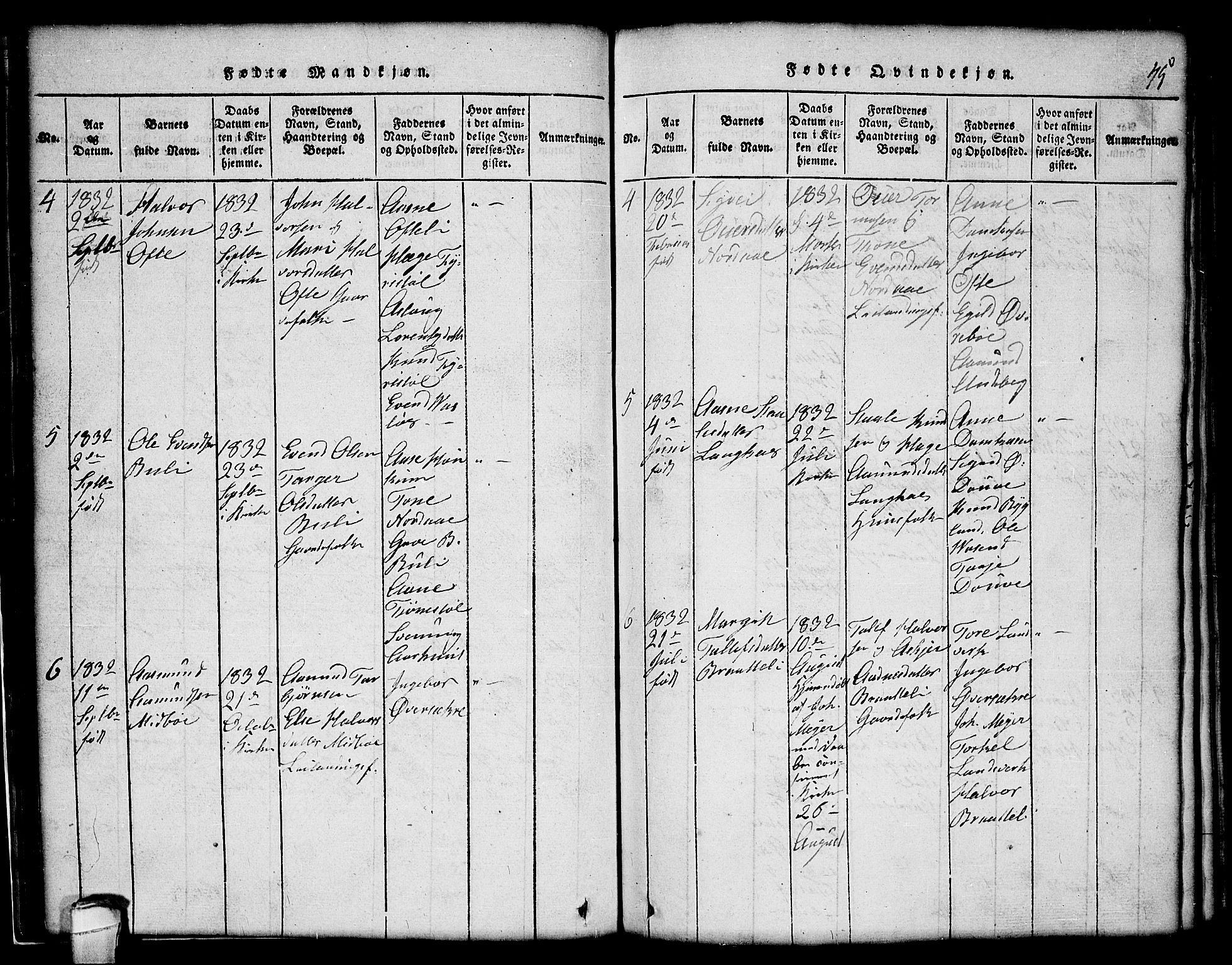 Lårdal kirkebøker, SAKO/A-284/G/Gc/L0001: Parish register (copy) no. III 1, 1815-1854, p. 45