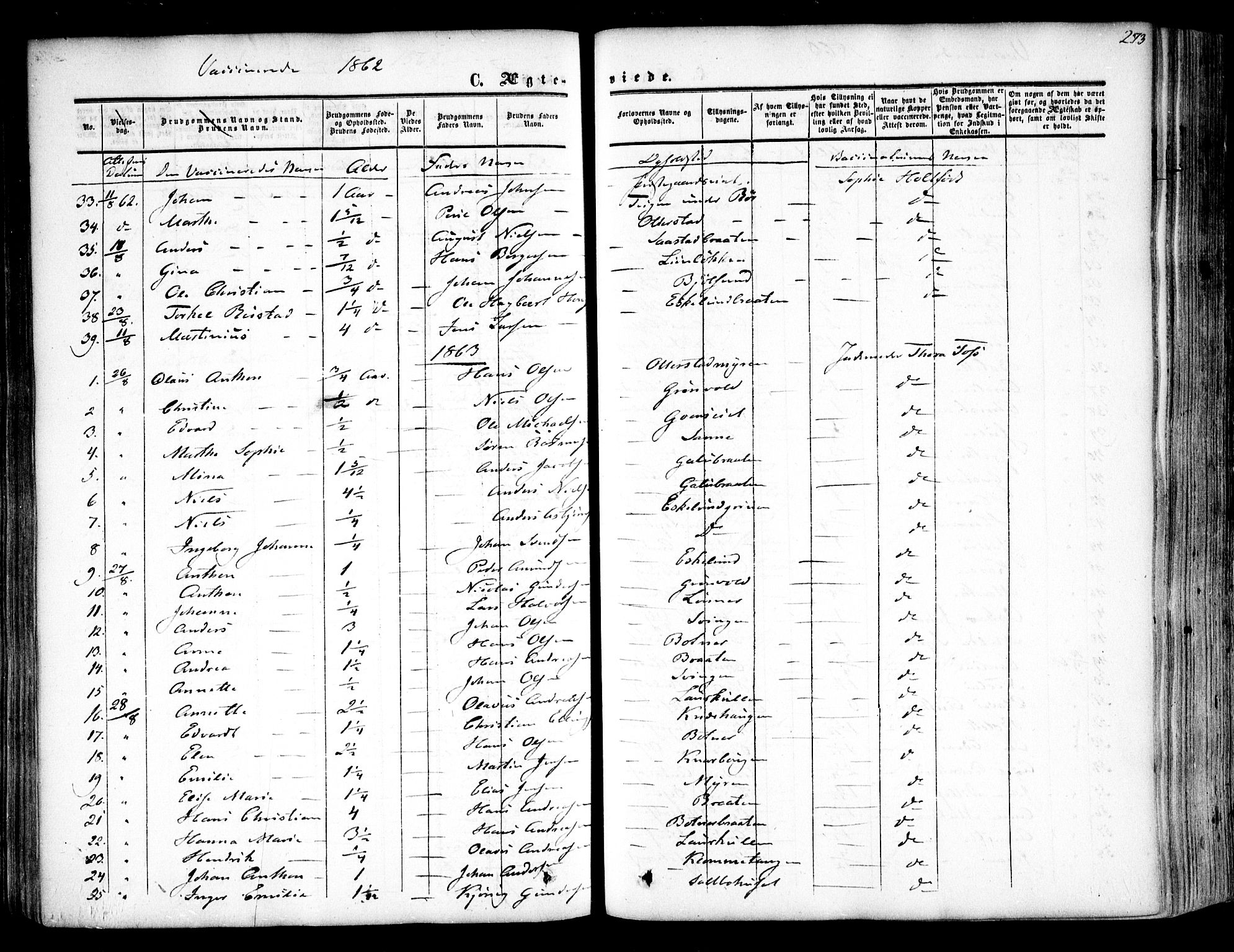 Rygge prestekontor Kirkebøker, SAO/A-10084b/F/Fa/L0005: Parish register (official) no. 5, 1852-1871, p. 273