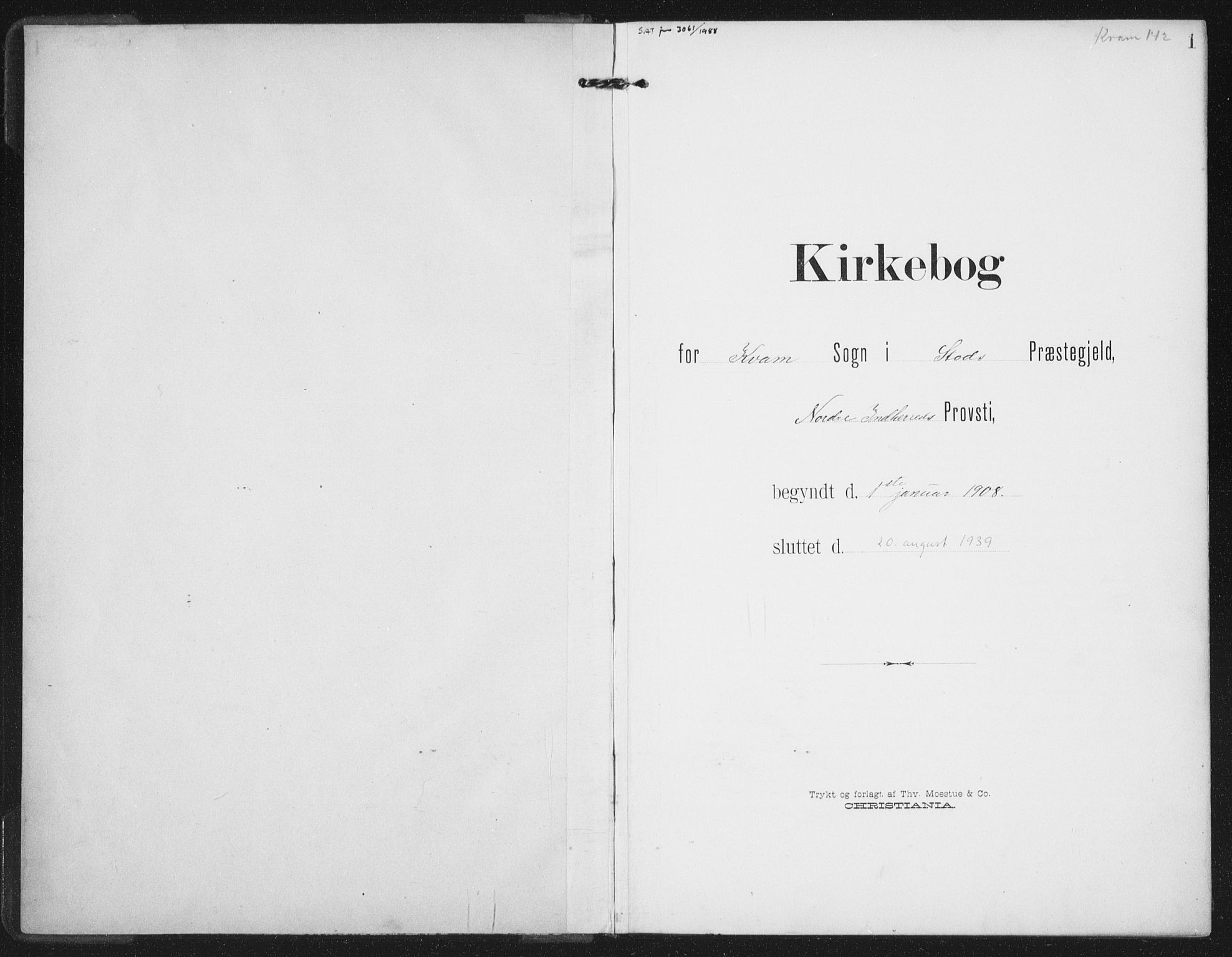 Ministerialprotokoller, klokkerbøker og fødselsregistre - Nord-Trøndelag, AV/SAT-A-1458/747/L0460: Parish register (copy) no. 747C02, 1908-1939, p. 1