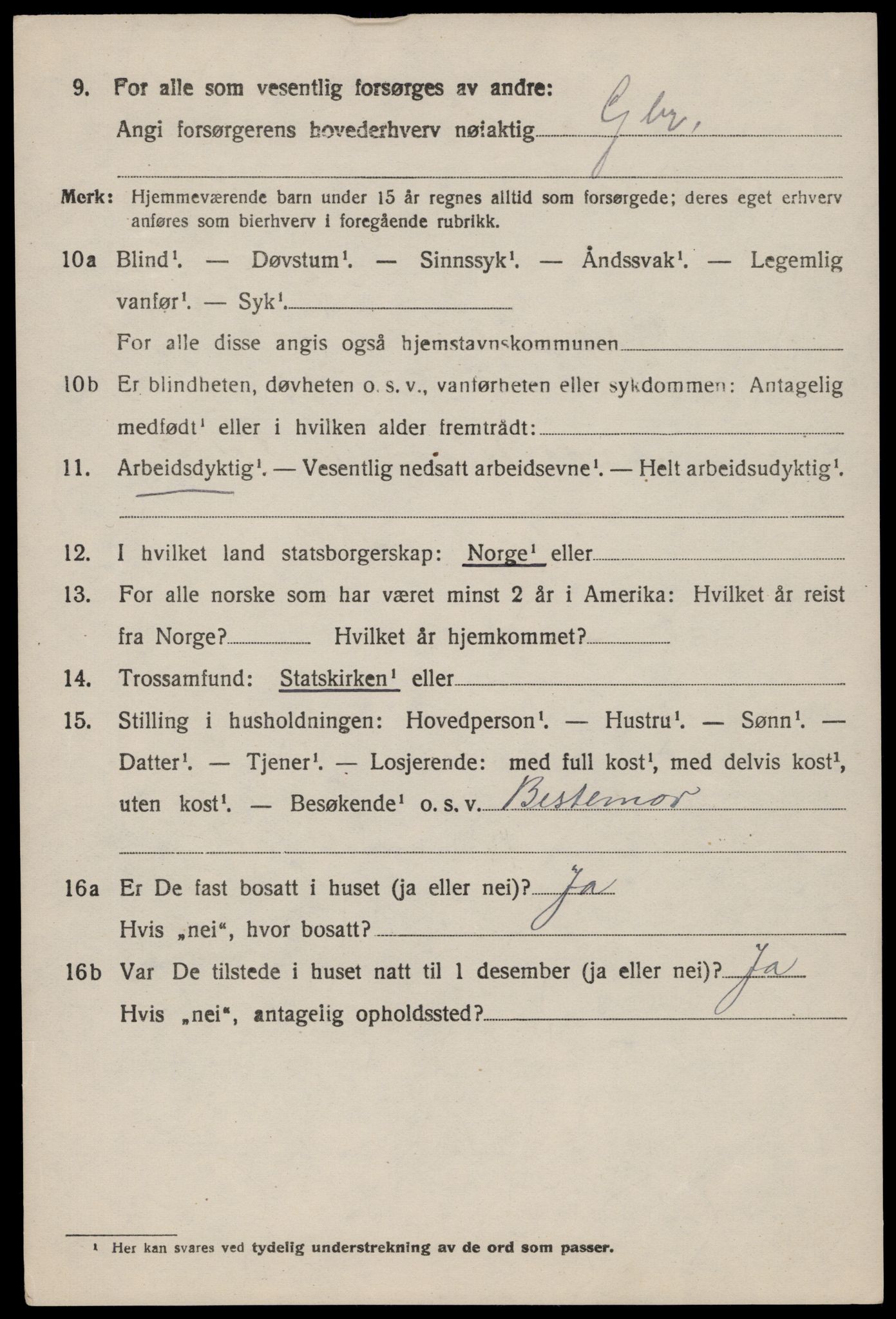 SAST, 1920 census for Nedstrand, 1920, p. 3342