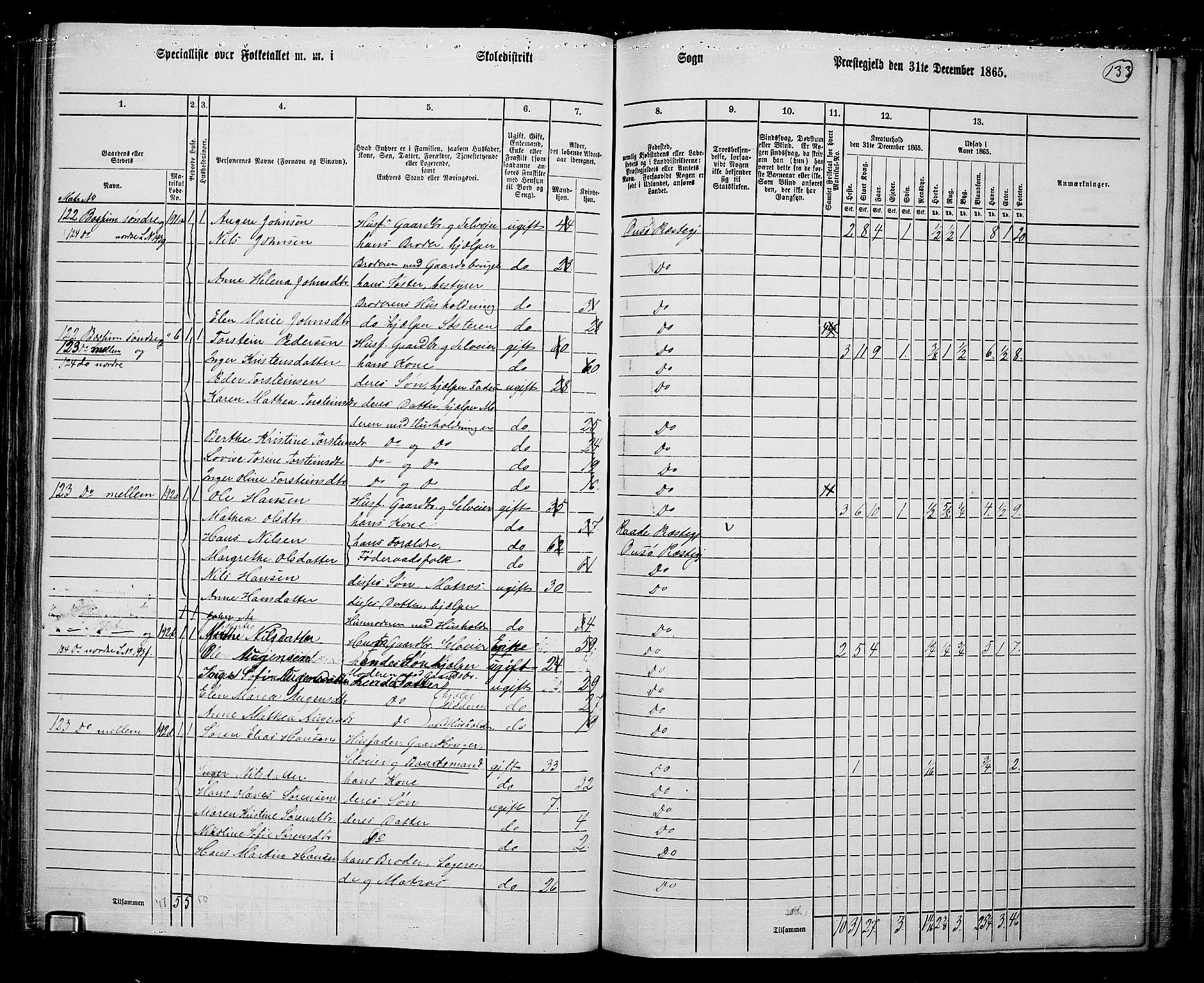 RA, 1865 census for Onsøy, 1865, p. 123