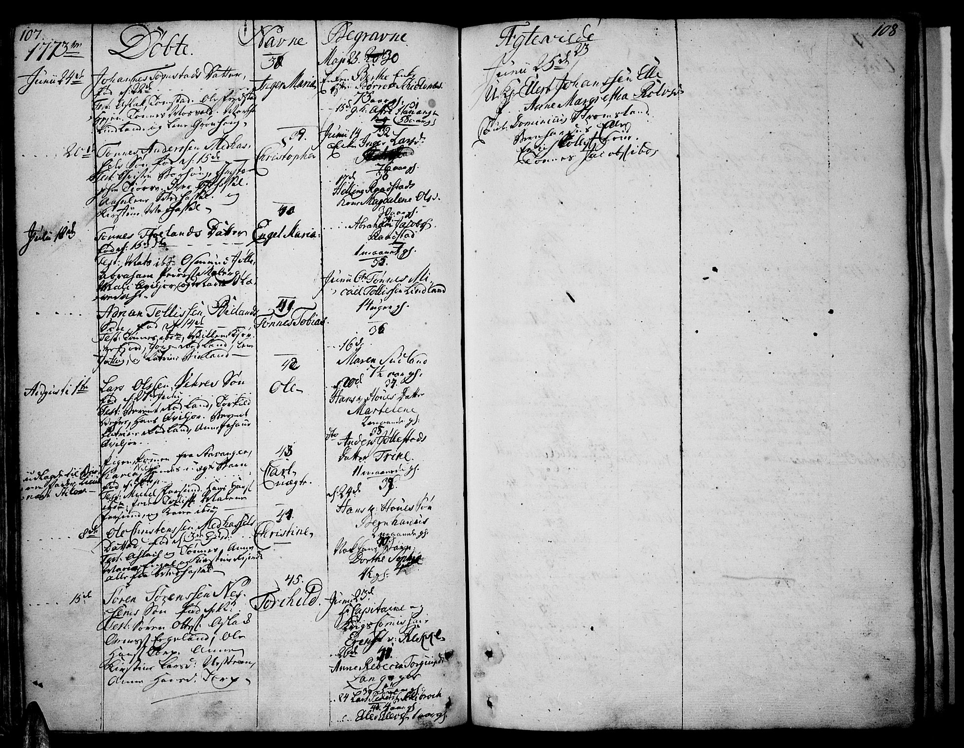 Lista sokneprestkontor, SAK/1111-0027/F/Fa/L0004: Parish register (official) no. A 4, 1768-1794, p. 107-108