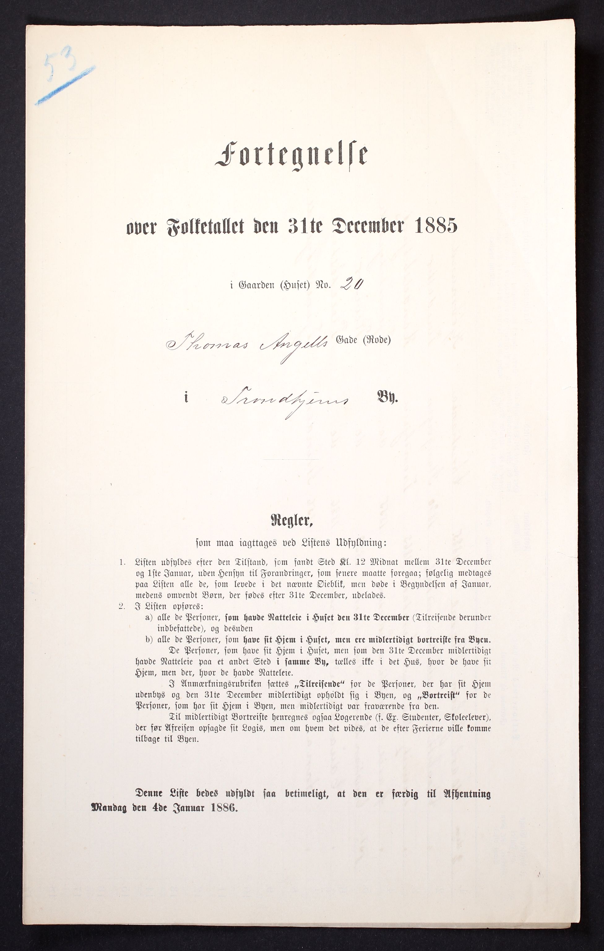 SAT, 1885 census for 1601 Trondheim, 1885, p. 658