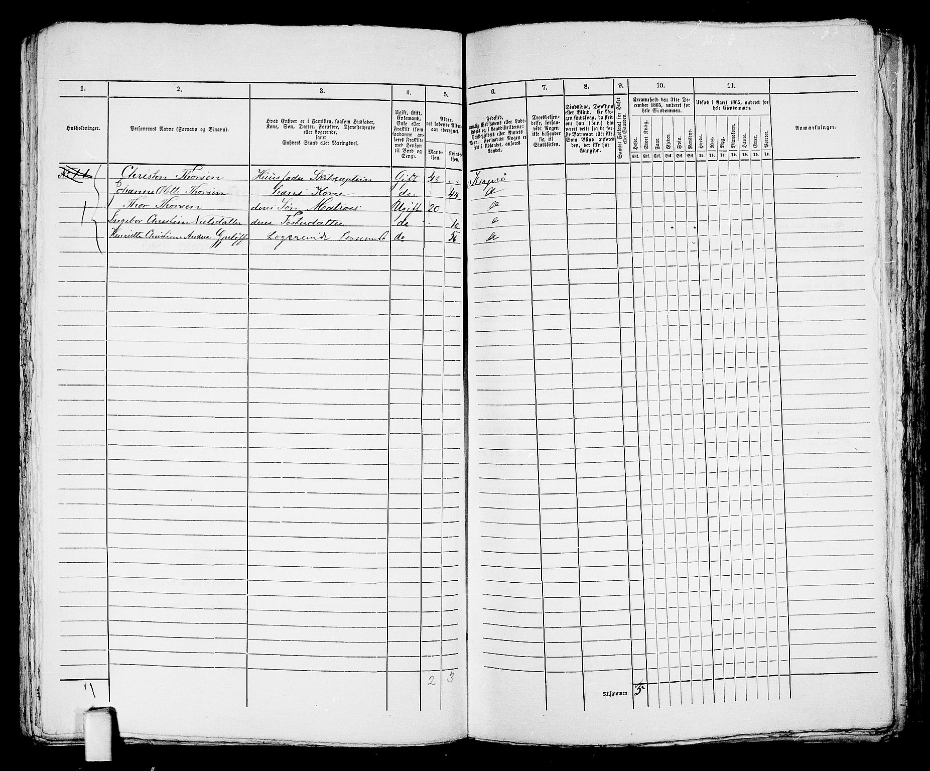 RA, 1865 census for Kragerø/Kragerø, 1865, p. 367