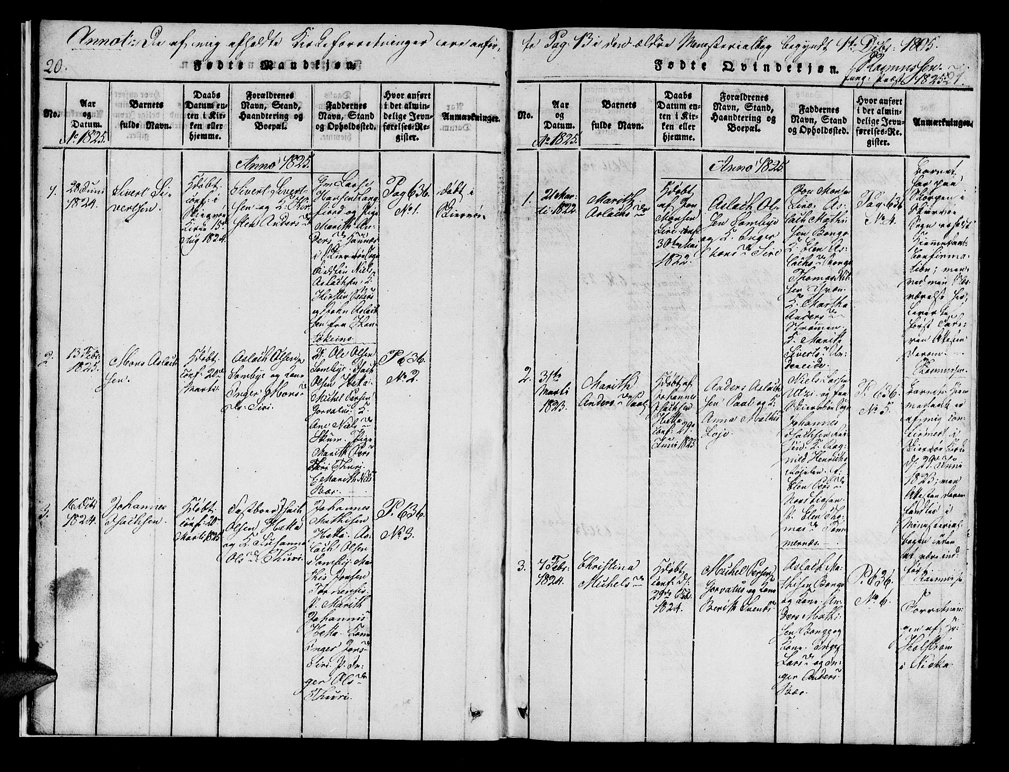 Kistrand/Porsanger sokneprestembete, AV/SATØ-S-1351/H/Hb/L0001.klokk: Parish register (copy) no. 1, 1821-1829, p. 20-21