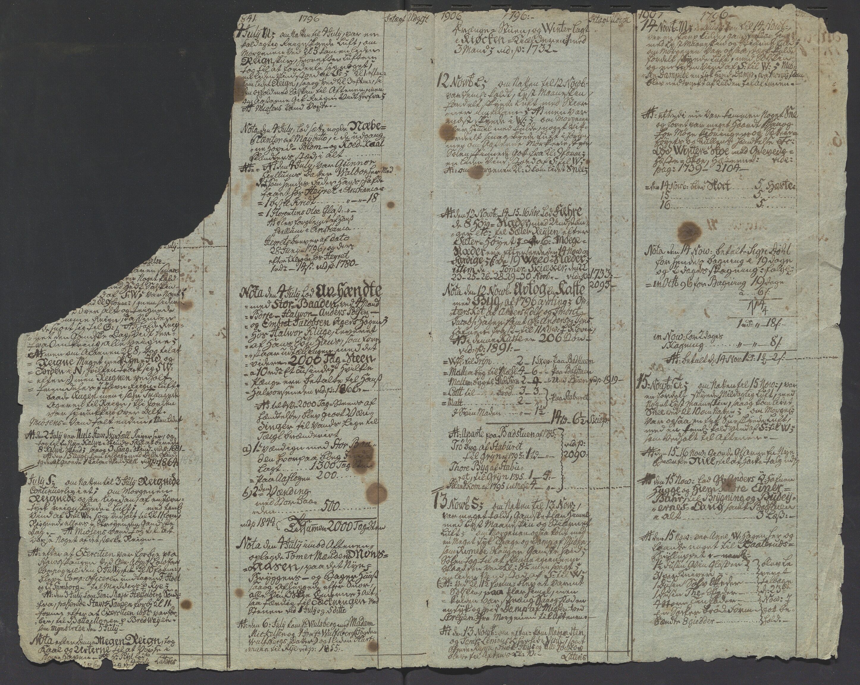 Åker i Vang, Hedmark, og familien Todderud, AV/SAH-ARK-010/G/Ga/L0003/0001: Dagbøker / 2 dagboksblad, 1796