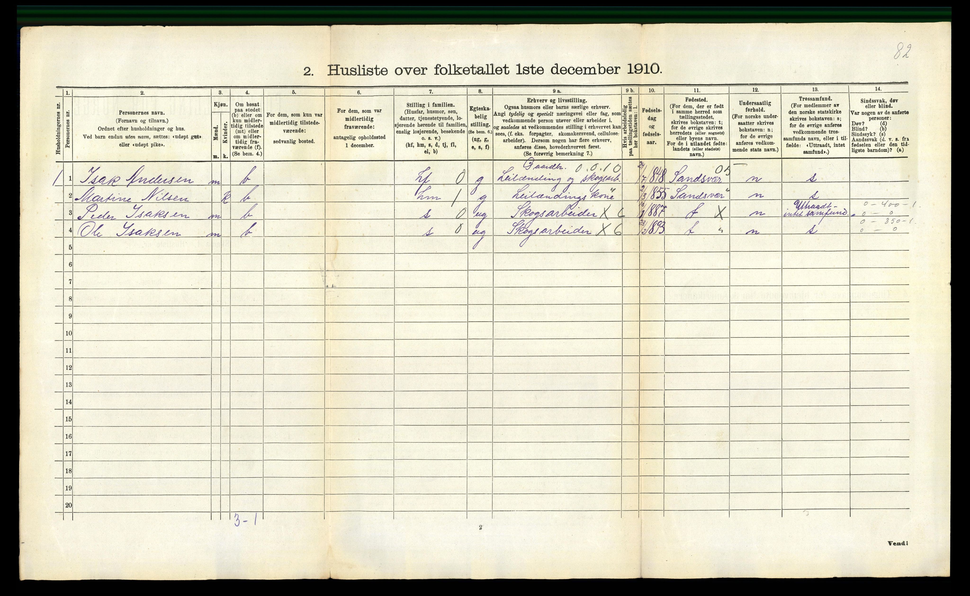 RA, 1910 census for Slemdal, 1910, p. 48