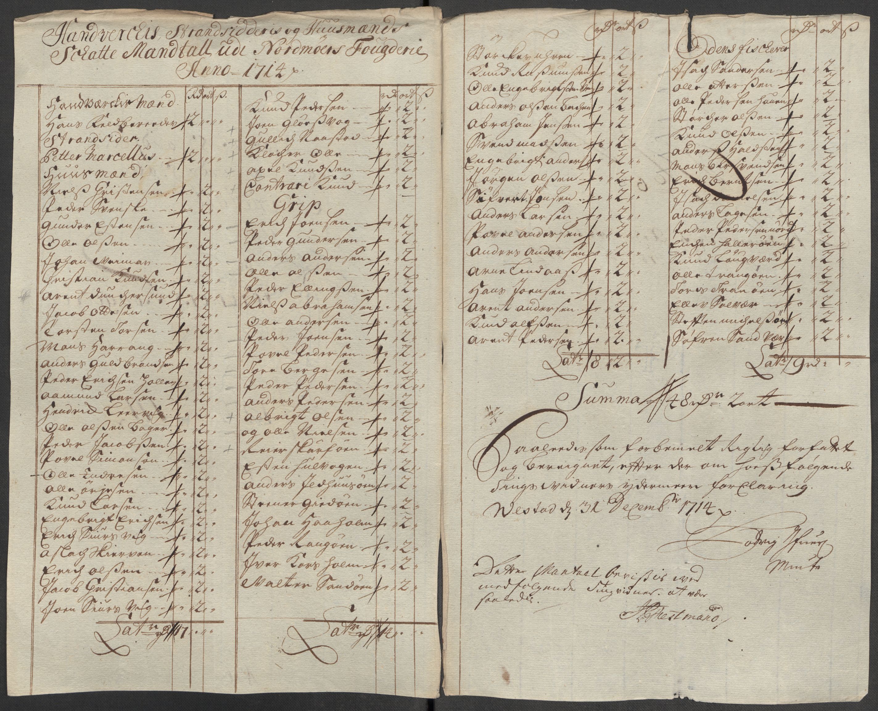 Rentekammeret inntil 1814, Reviderte regnskaper, Fogderegnskap, RA/EA-4092/R56/L3748: Fogderegnskap Nordmøre, 1714-1715, p. 92