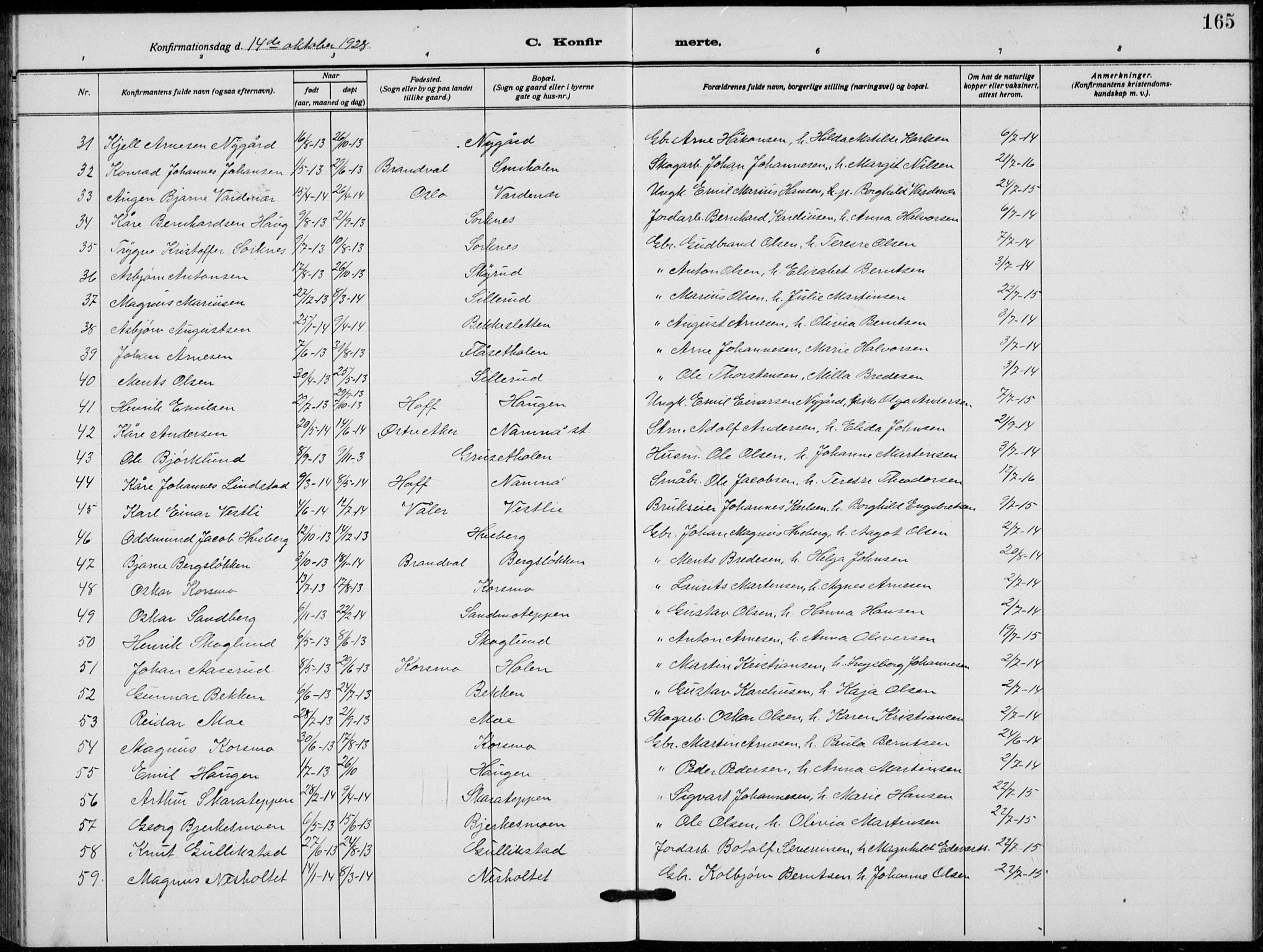 Grue prestekontor, AV/SAH-PREST-036/H/Ha/Hab/L0008: Parish register (copy) no. 8, 1921-1934, p. 165