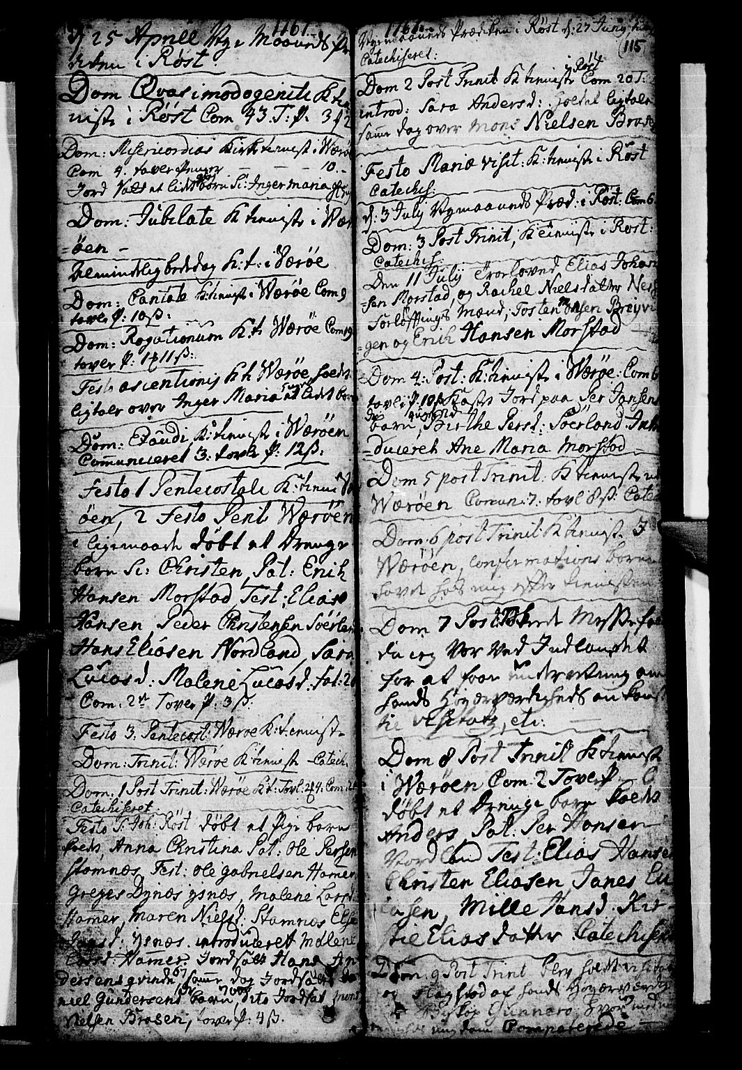 Ministerialprotokoller, klokkerbøker og fødselsregistre - Nordland, AV/SAT-A-1459/807/L0118: Parish register (official) no. 807A01, 1752-1798, p. 114-115