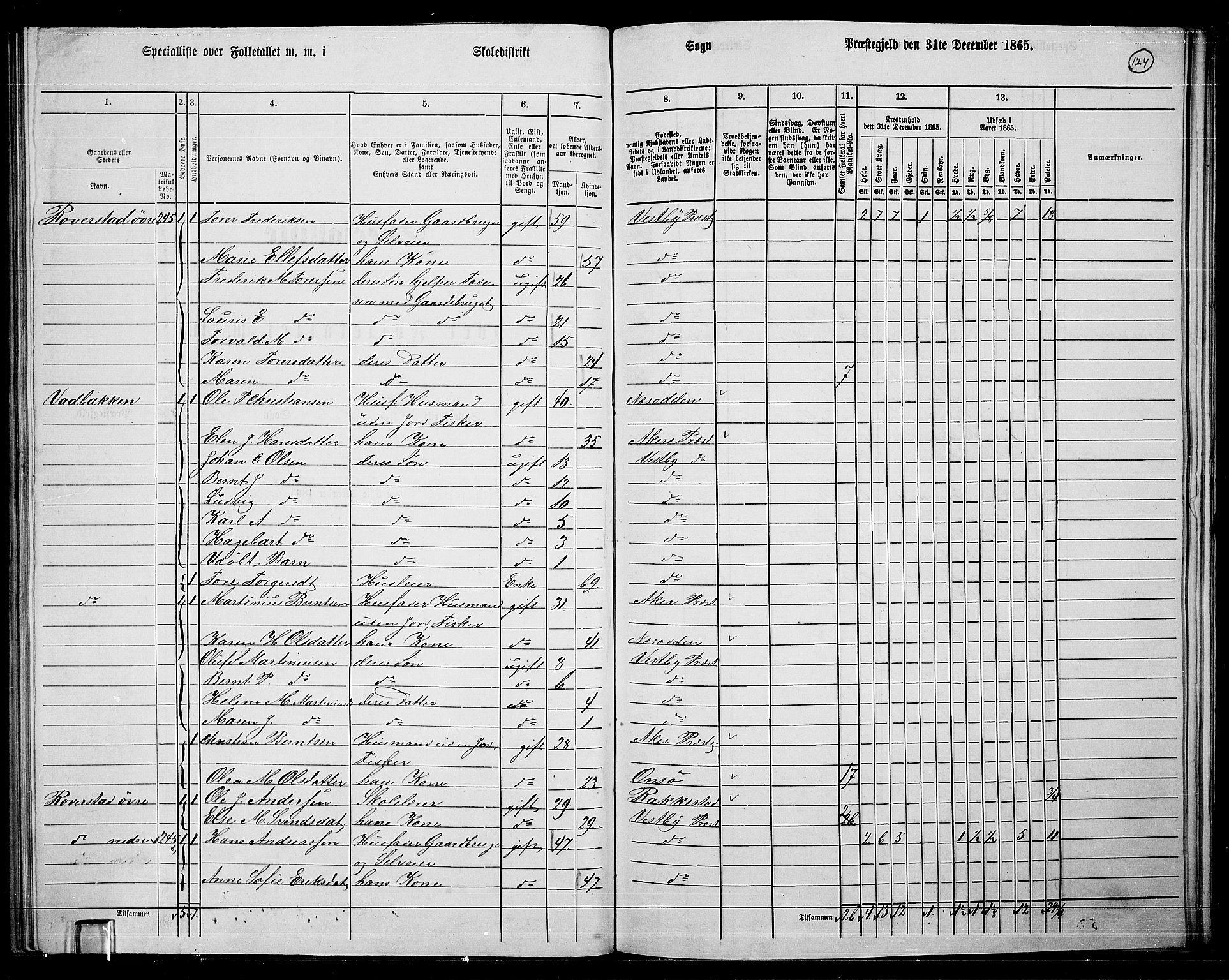 RA, 1865 census for Vestby, 1865, p. 118
