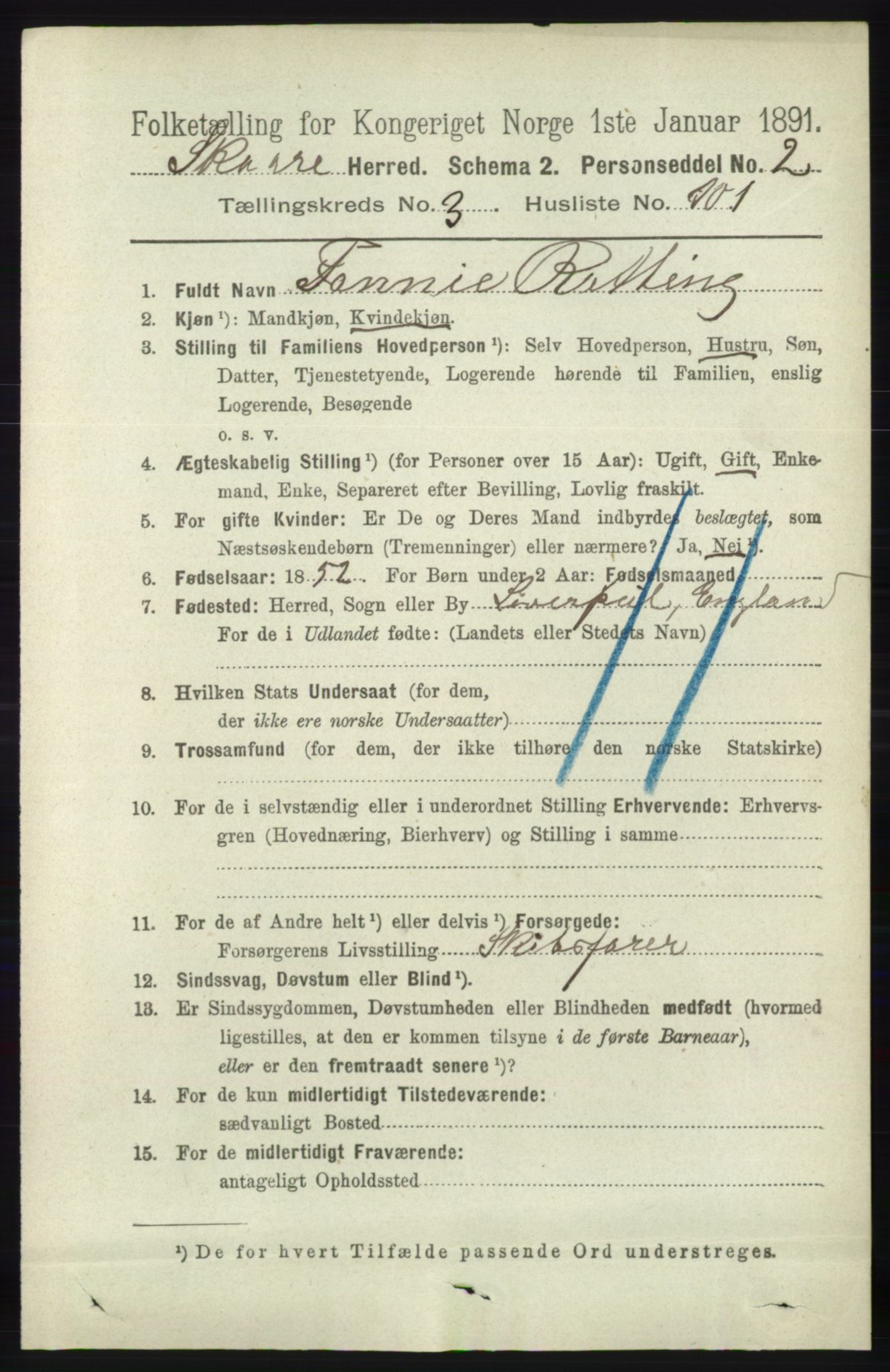 RA, 1891 census for 1153 Skåre, 1891, p. 1681