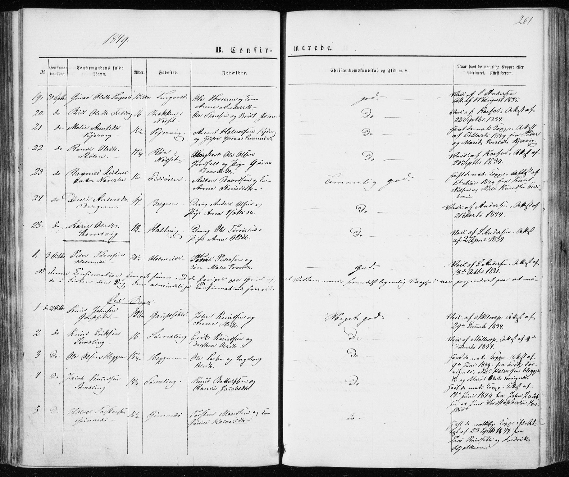 Ministerialprotokoller, klokkerbøker og fødselsregistre - Møre og Romsdal, AV/SAT-A-1454/586/L0984: Parish register (official) no. 586A10, 1844-1856, p. 261