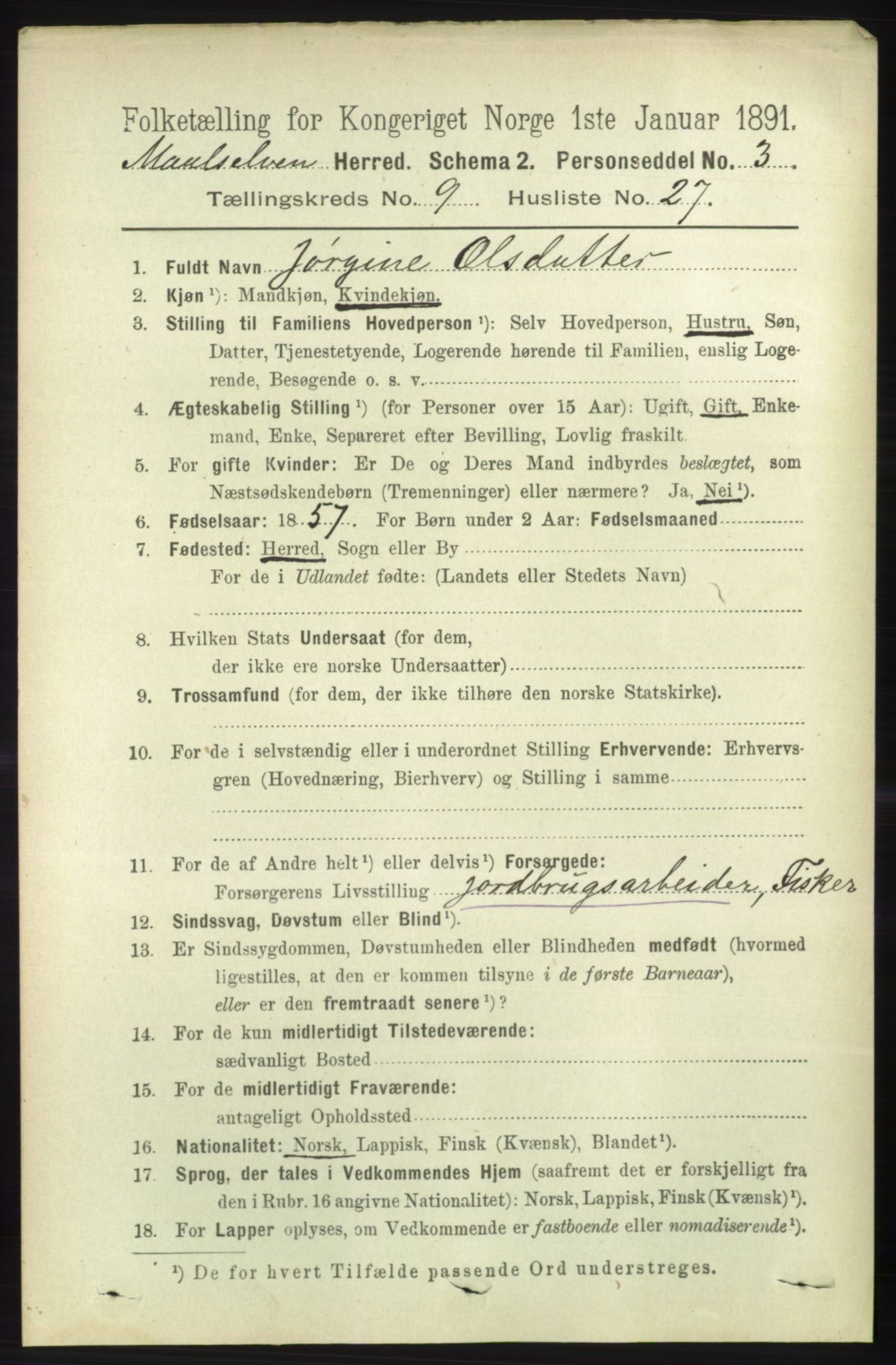 RA, 1891 census for 1924 Målselv, 1891, p. 2938