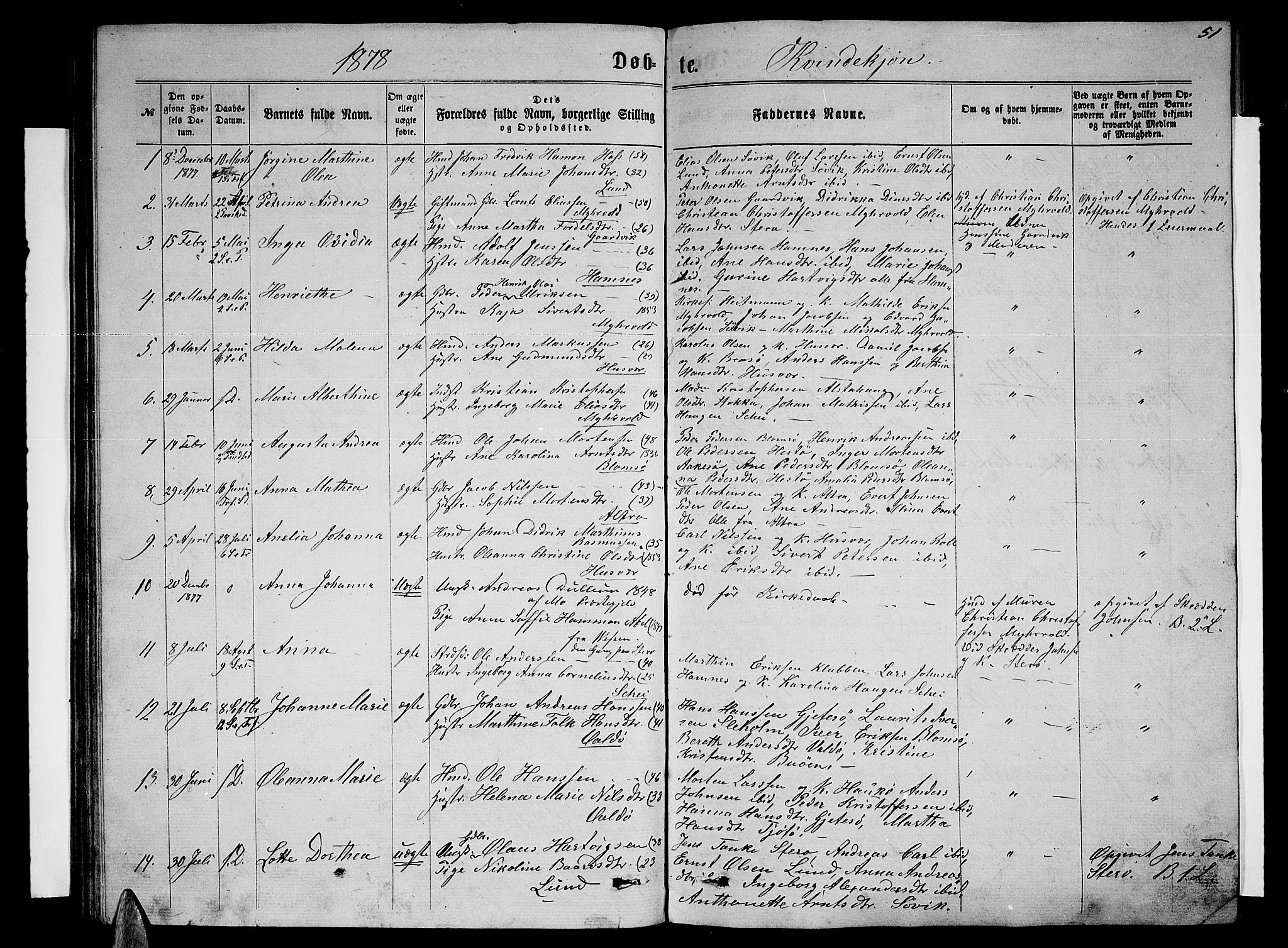 Ministerialprotokoller, klokkerbøker og fødselsregistre - Nordland, SAT/A-1459/830/L0461: Parish register (copy) no. 830C03, 1866-1881, p. 51