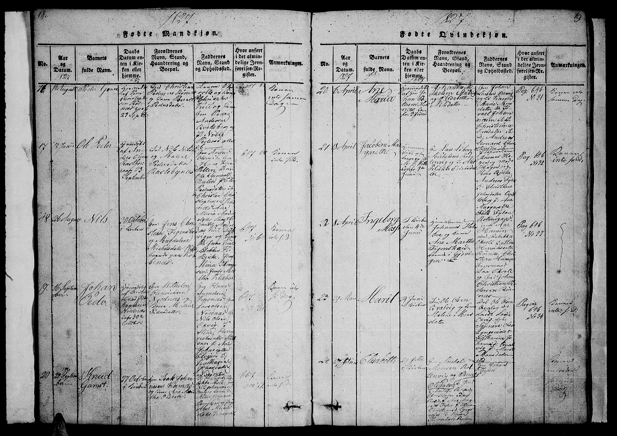 Lyngen sokneprestembete, AV/SATØ-S-1289/H/He/Heb/L0001klokker: Parish register (copy) no. 1, 1826-1838, p. 18-19