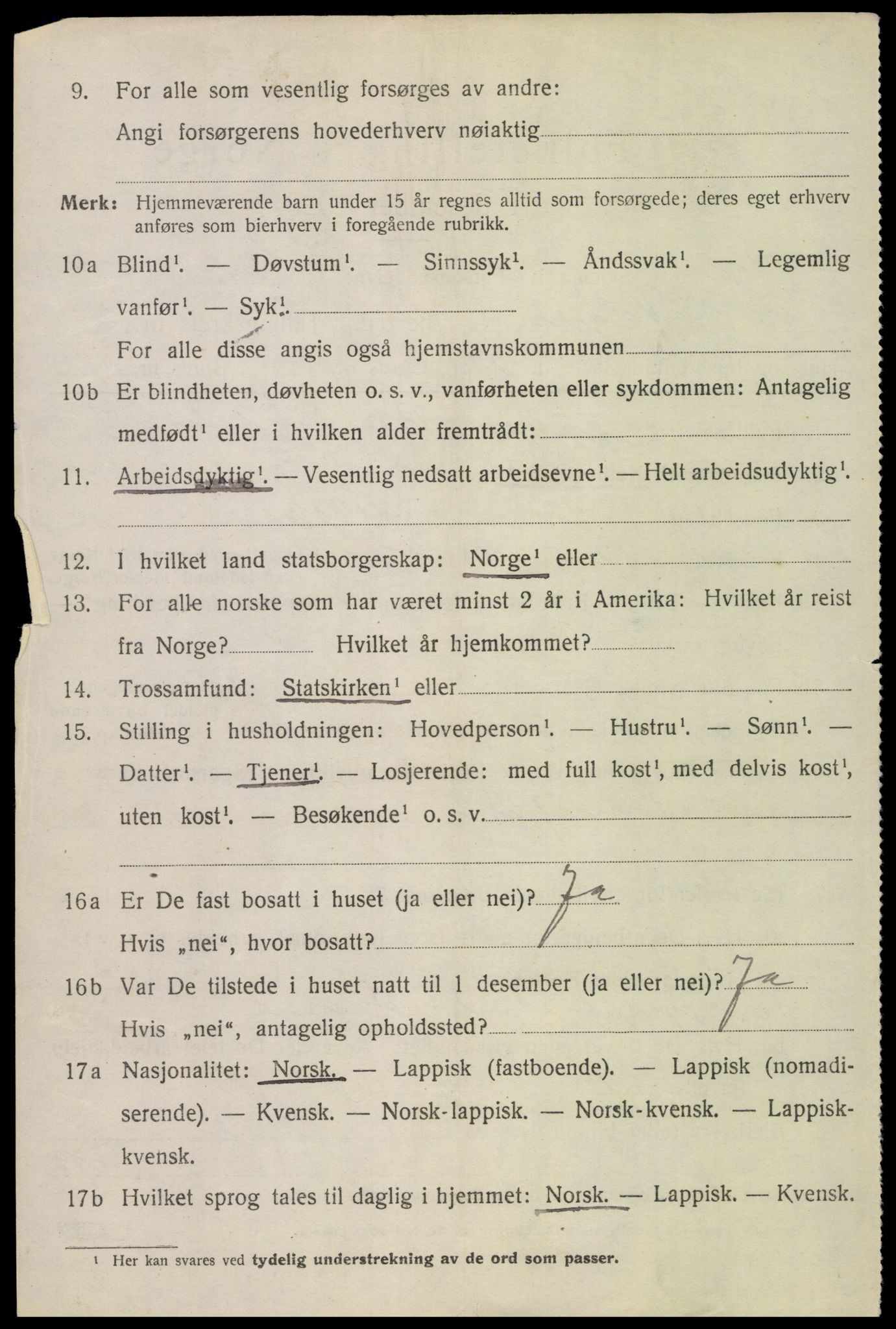 SAT, 1920 census for Vågan, 1920, p. 3168