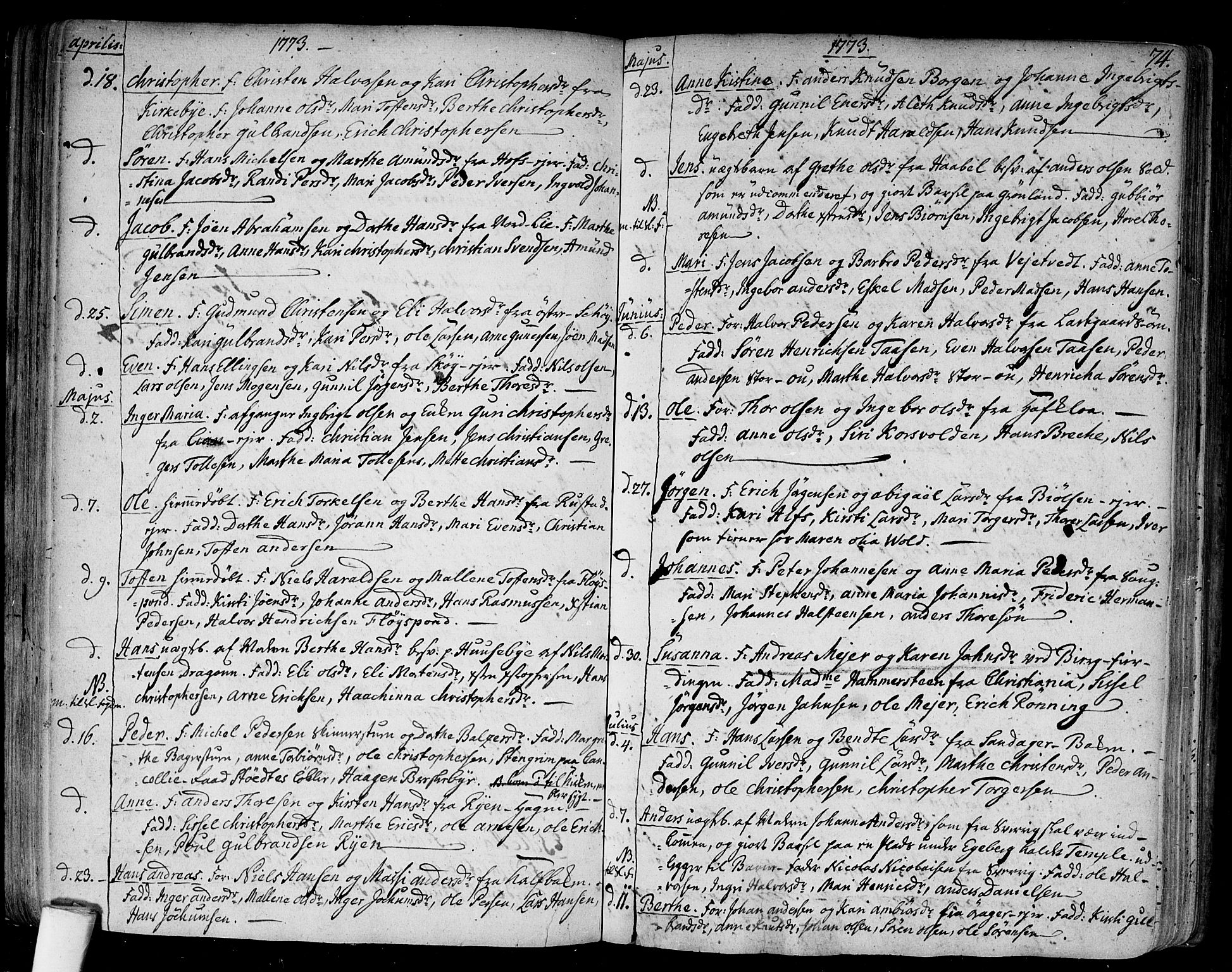 Aker prestekontor kirkebøker, AV/SAO-A-10861/F/L0009: Parish register (official) no. 9, 1765-1785, p. 74
