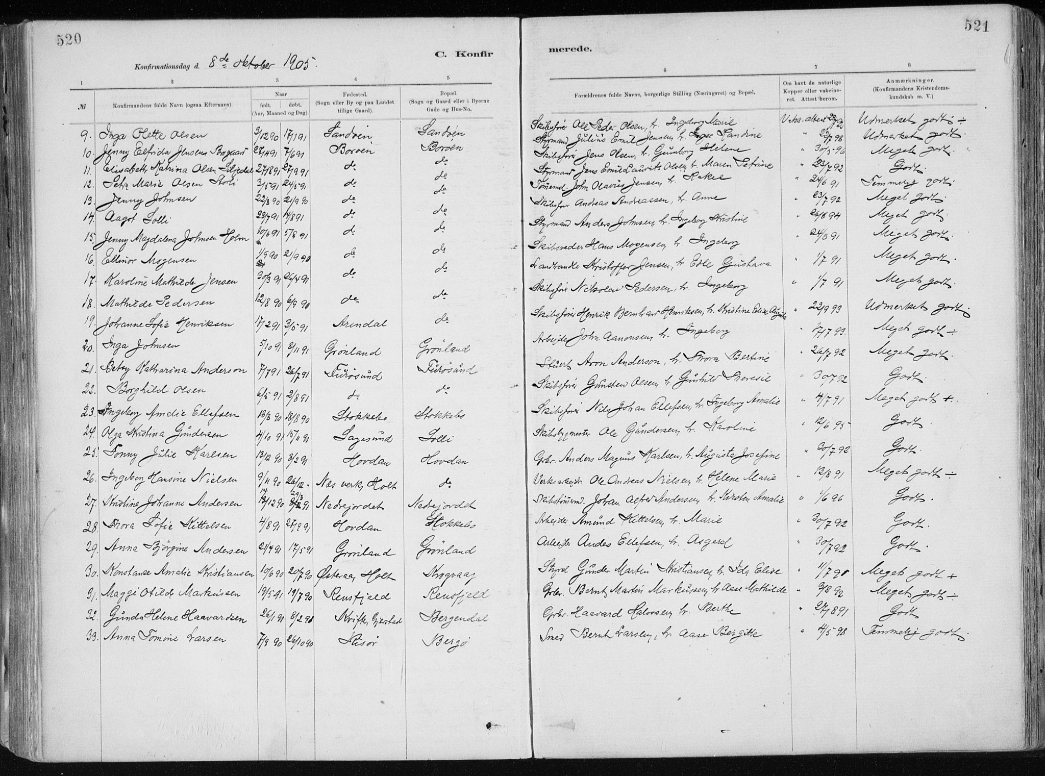 Dypvåg sokneprestkontor, SAK/1111-0007/F/Fa/Faa/L0008: Parish register (official) no. A 8, 1885-1906, p. 520-521