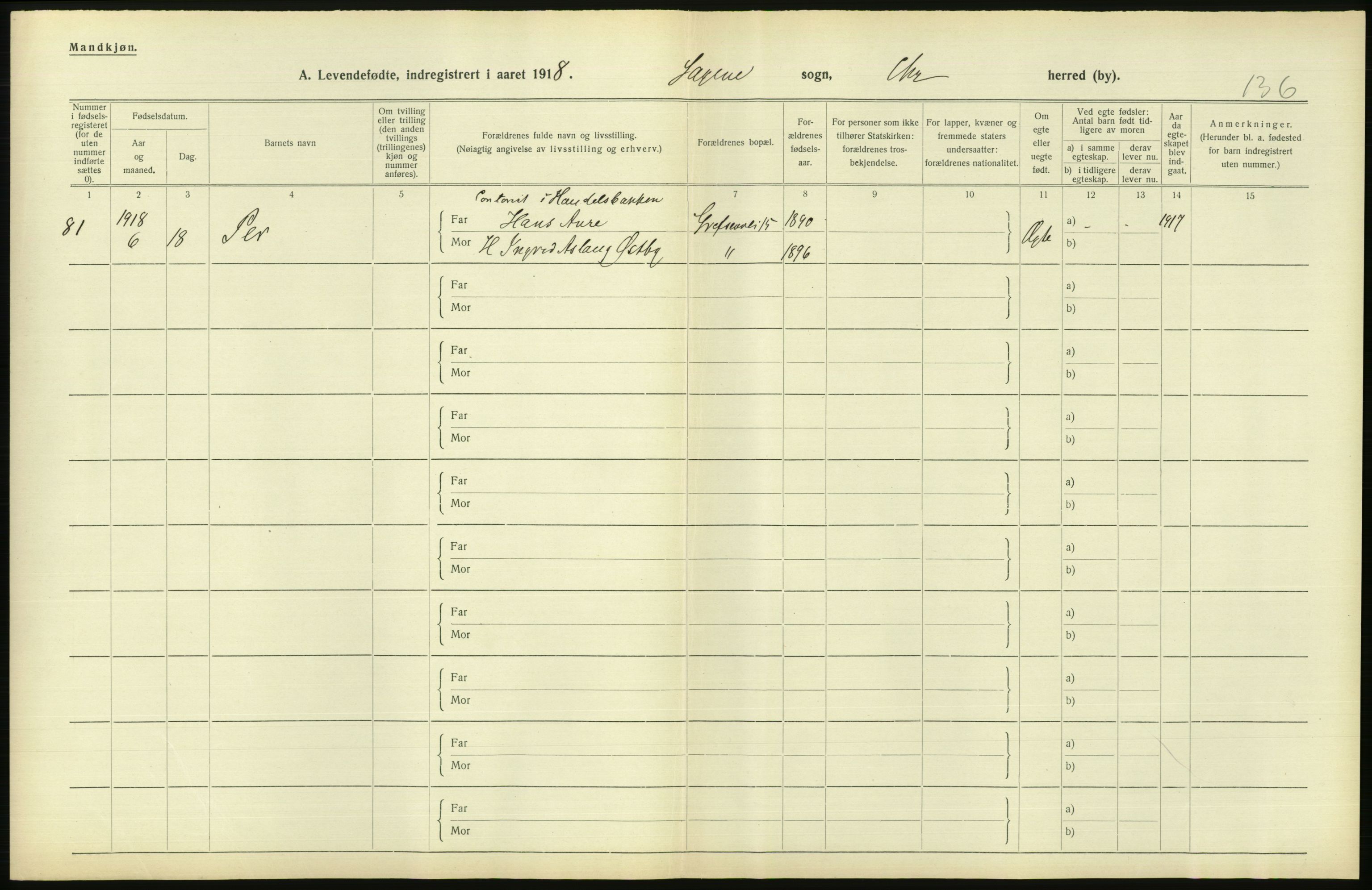 Statistisk sentralbyrå, Sosiodemografiske emner, Befolkning, AV/RA-S-2228/D/Df/Dfb/Dfbh/L0008: Kristiania: Levendefødte menn og kvinner., 1918, p. 824