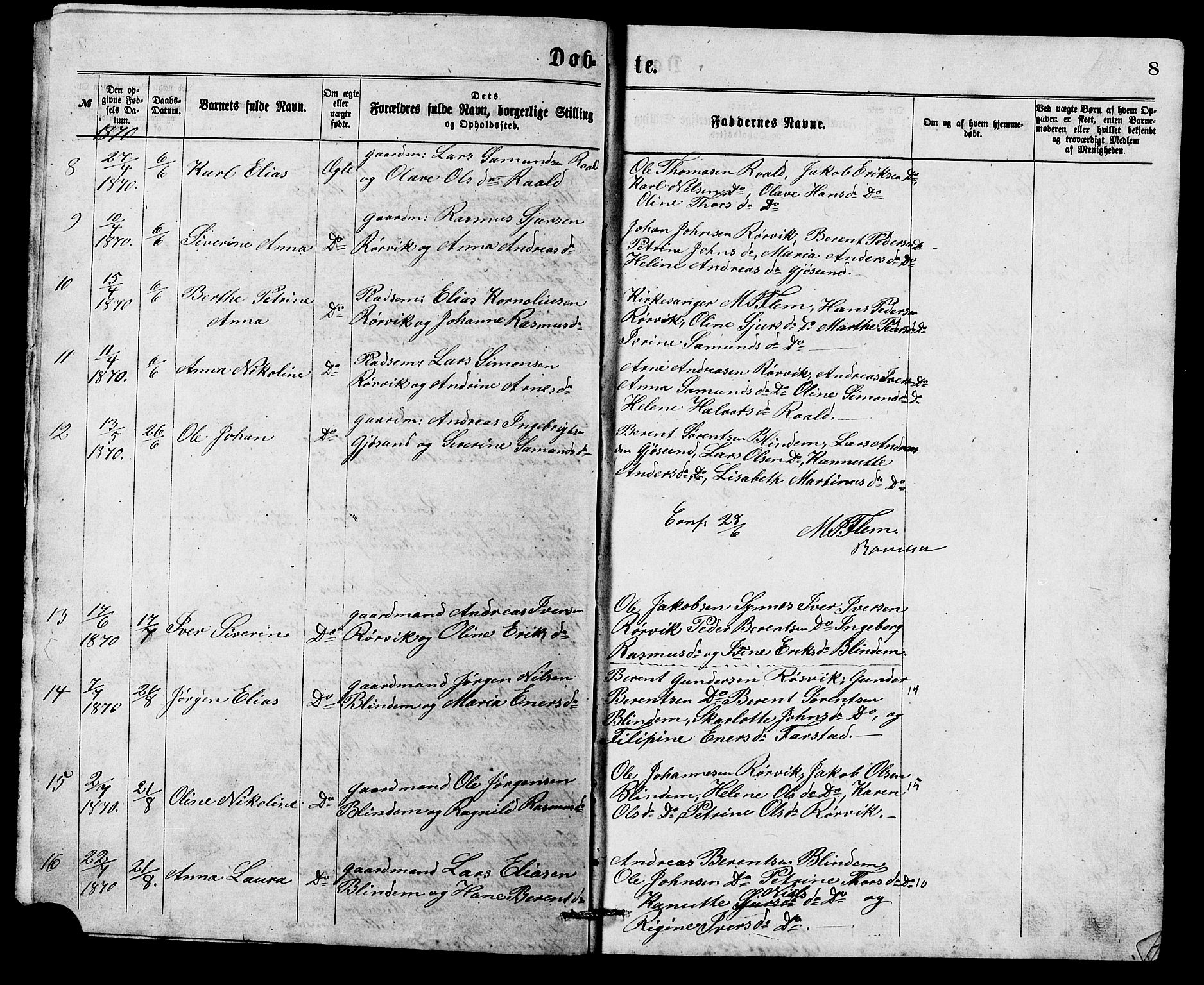 Ministerialprotokoller, klokkerbøker og fødselsregistre - Møre og Romsdal, SAT/A-1454/537/L0521: Parish register (copy) no. 537C02, 1869-1888, p. 8